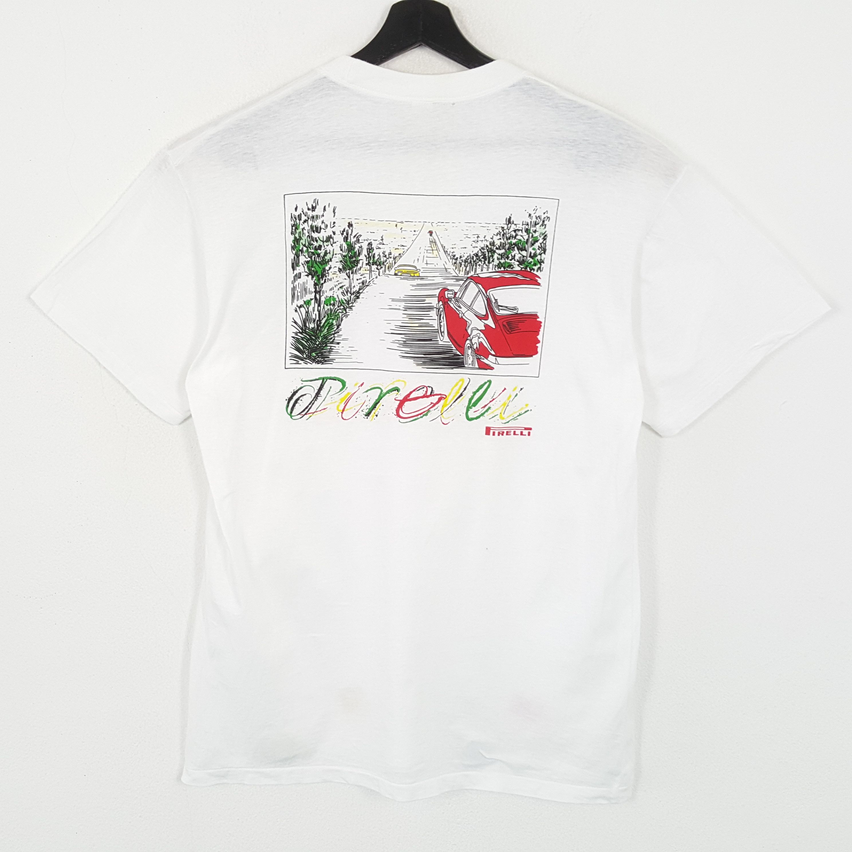 Pirelli × Vintage PIRELLI Tshirt Backprint Design Cars Design Size US M / EU 48-50 / 2 - 1 Thumbnail