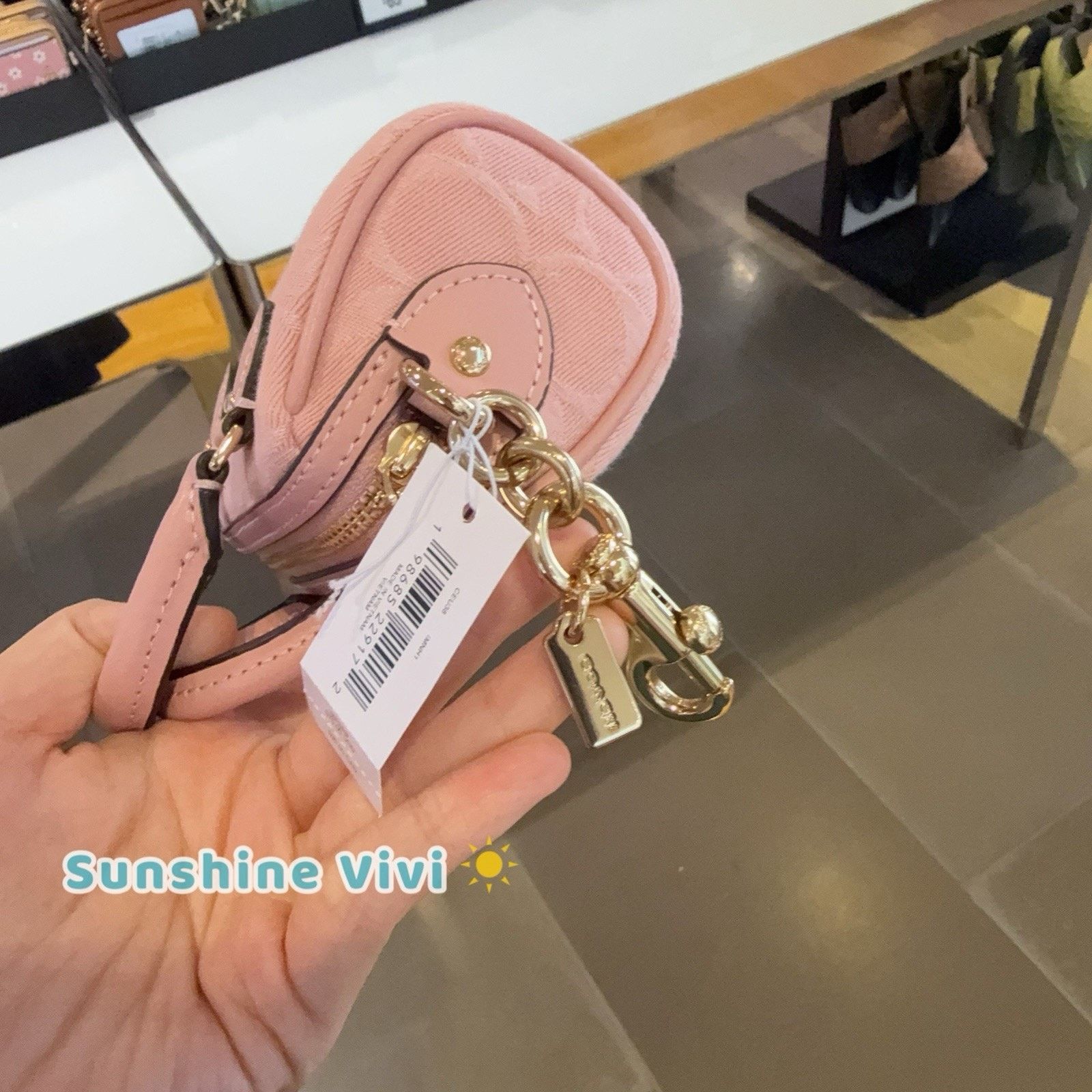 Coach NWT Coach Mini Rowan Bag Charm Denim Gold/Light Pink CEU38 Size ONE SIZE - 5 Thumbnail