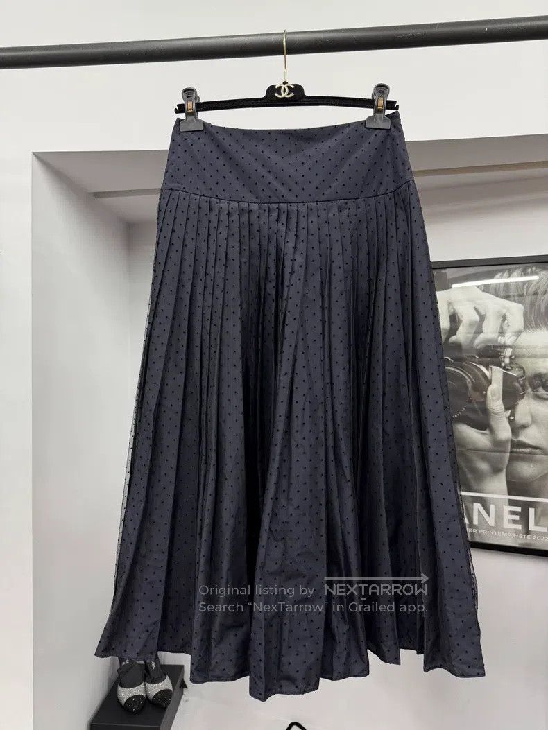 Dior Dior Blue plush polkidot mesh skirt Size 26" / US 2 / IT 38 - 1 Thumbnail