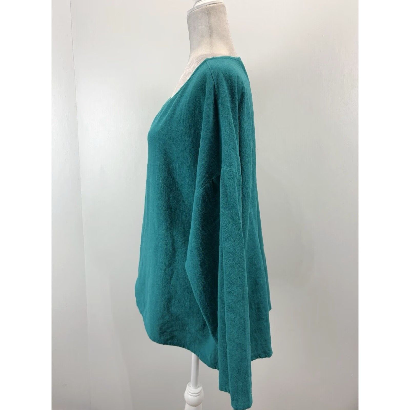 Soft Surroundings Soft Surroundings Women's Teal Tunic Top Large Cotton Gauze Lagenlook Casual Shirt Womens Size L / US 10 / IT 46 - 4 Thumbnail