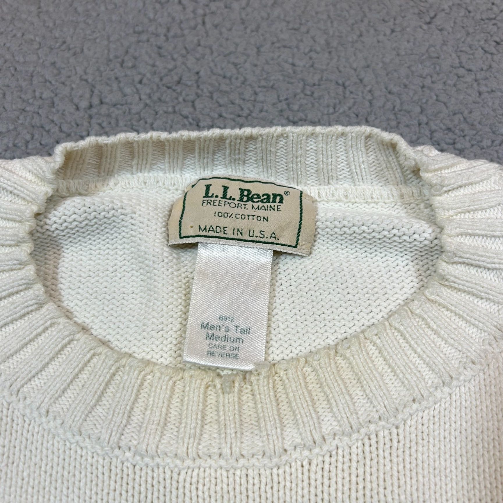Vintage LL Bean Sweater Mens Medium Tall White Cotton Crewneck Pullover Knit Classic Size US M / EU 48-50 / 2 - 3 Thumbnail