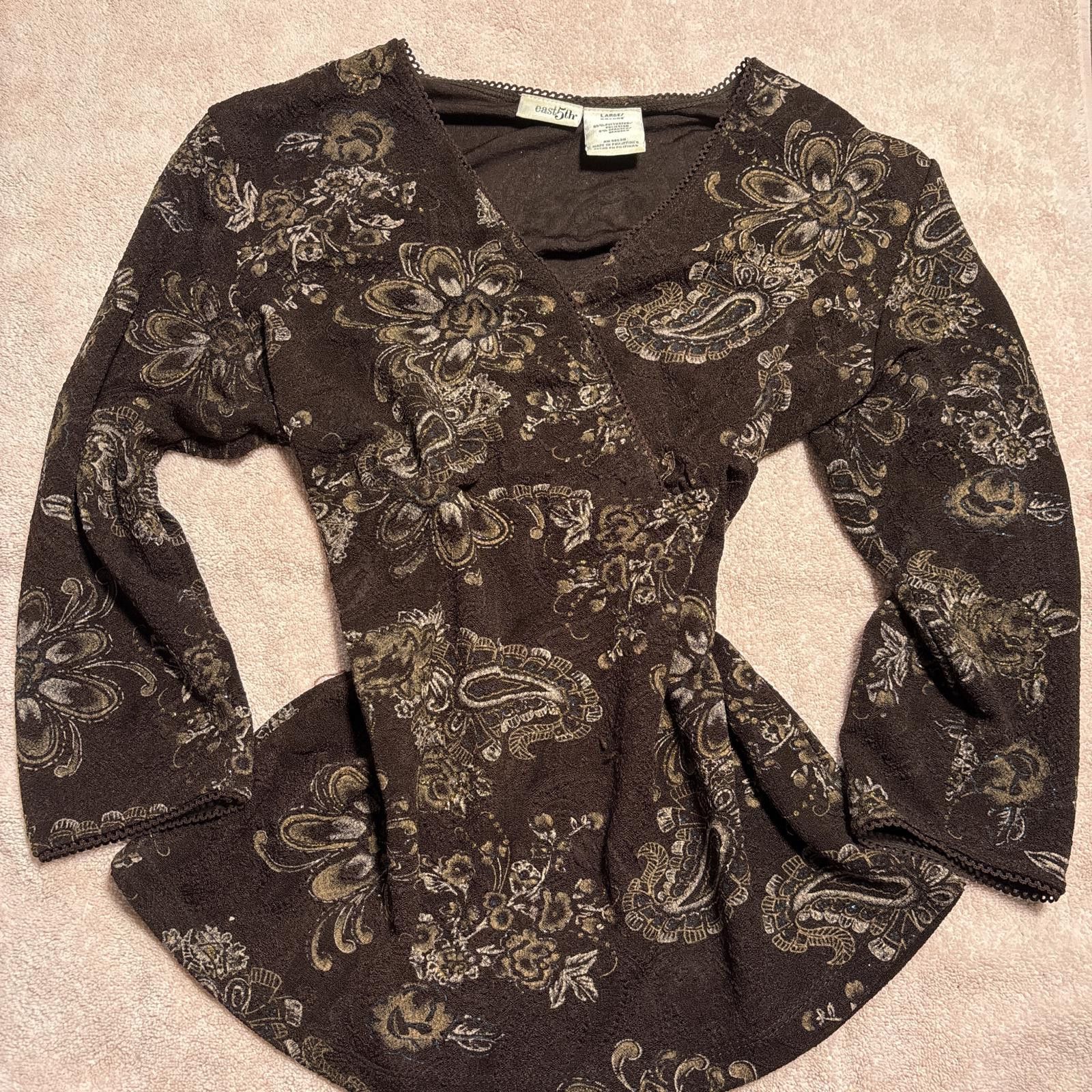 Other y2k fairy core floral brown blouse top Size L / US 10 / IT 46 - 1 Thumbnail