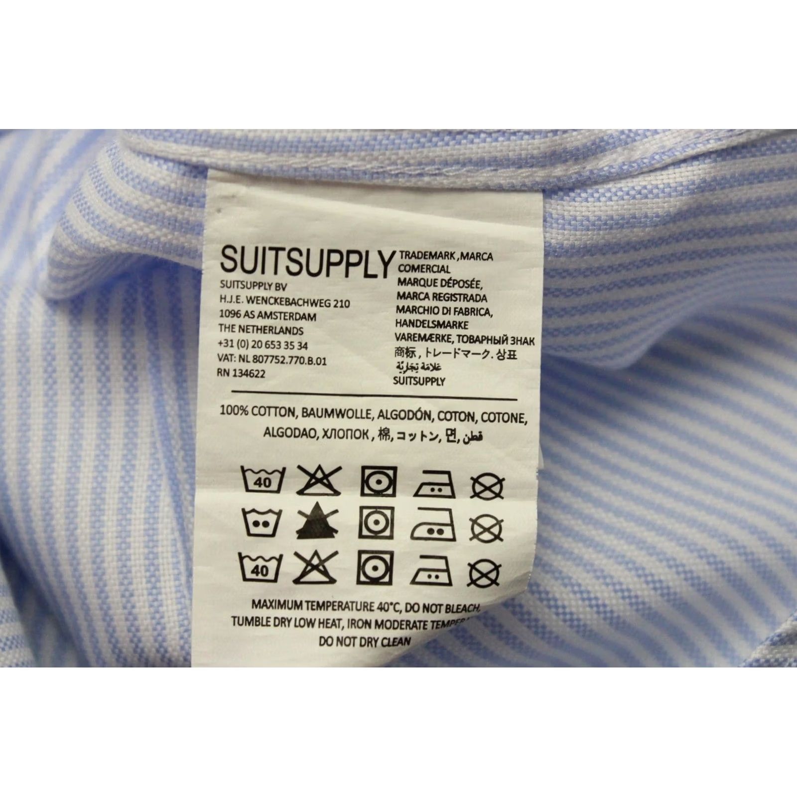Suitsupply Suitsupply Try On Extra Slim Fit Formal Shirt Men's 42 / 16 1/2 Pinstriped Shirt - Blue - Cotton - Button-Up - Mens Size 42R - 7 Thumbnail
