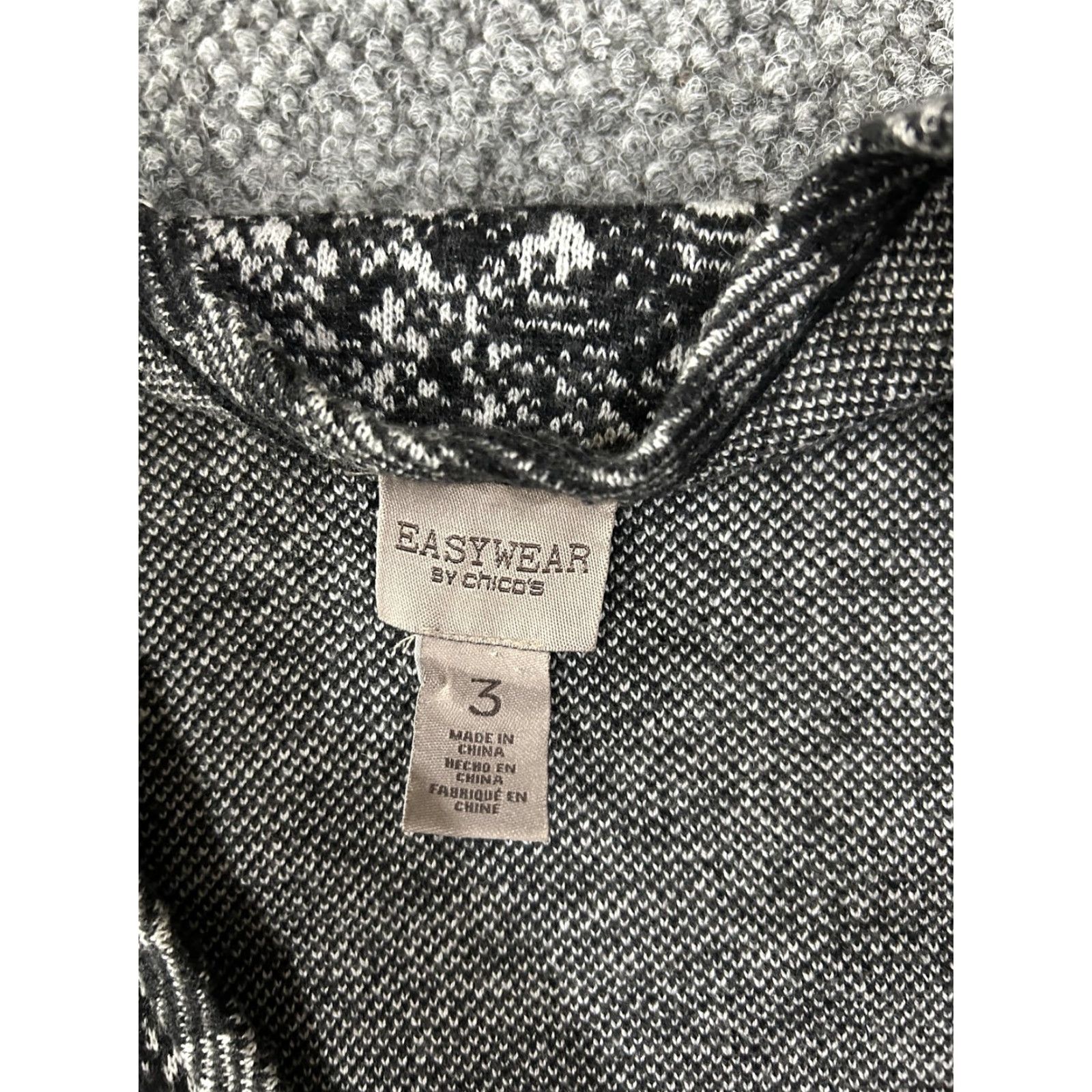 Vintage Chicos Easywear Cardigan Sweater Open Front 3/4 Sleeve Black White Leopard Animal Print Womens XL Cardigan Size XS / US 0-2 / IT 36-38 - 5 Thumbnail