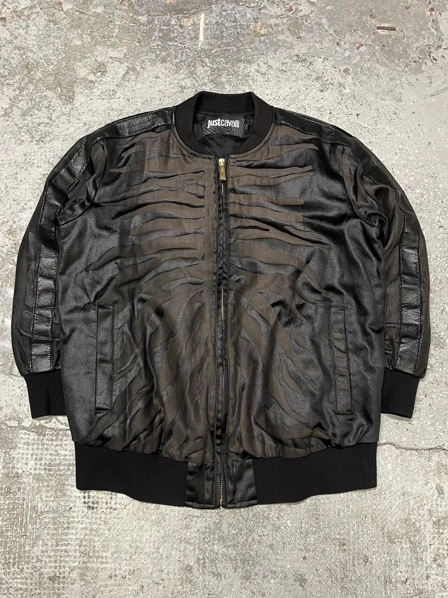 2000s Cavalli Black Solar Plexus Light Bomber Jacket