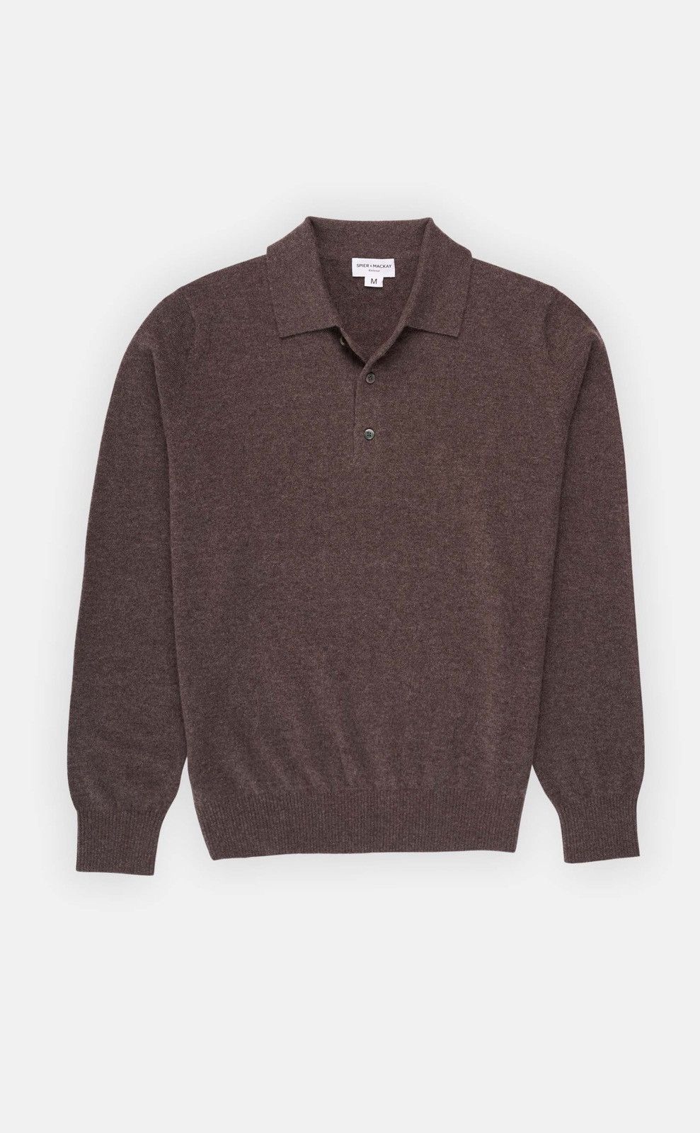 Spier & Mackay Dark Brown Cashmere Long Sleeve Polo Size US L / EU 52-54 / 3 - 1 Thumbnail
