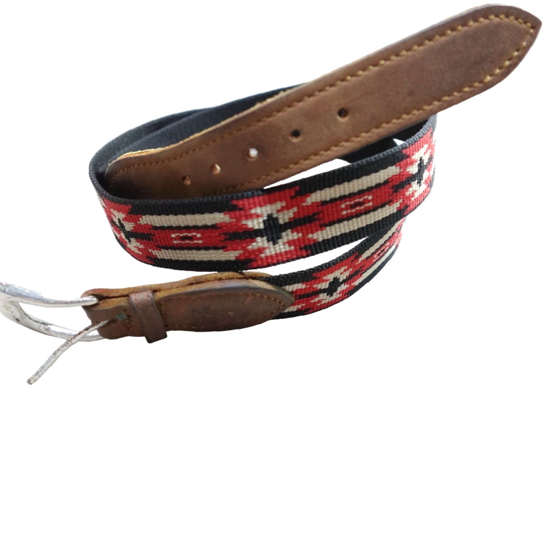 Vintage VINTAGE Bison Belt Co. Belt XL Black Leather Geometric Southwestern Design Men Belt Size ONE SIZE - 2 Thumbnail