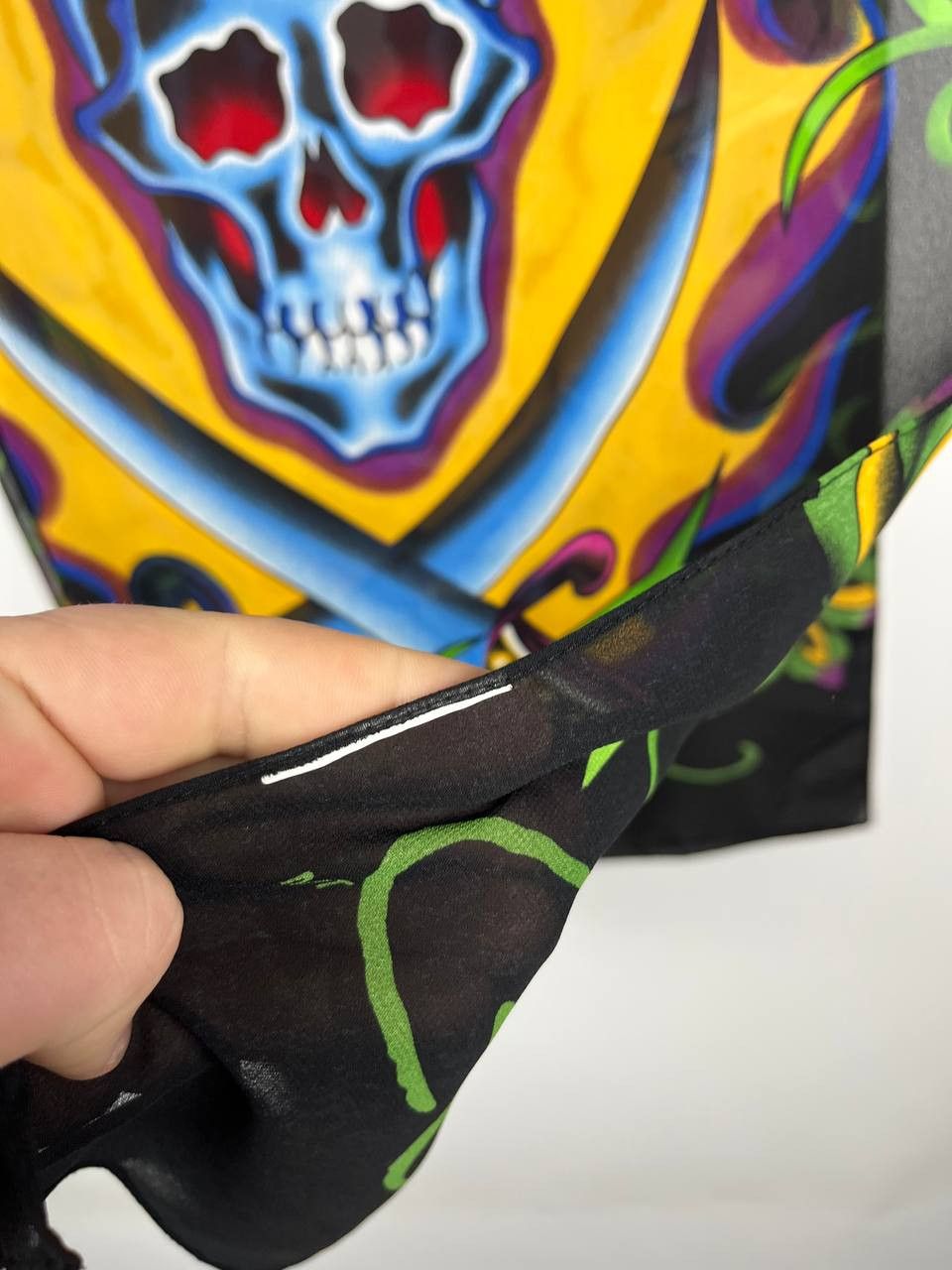 Ed Hardy ED HARDY Tattoo Art Scarf Skull Roses Christian Audigier Size ONE SIZE - 4 Thumbnail