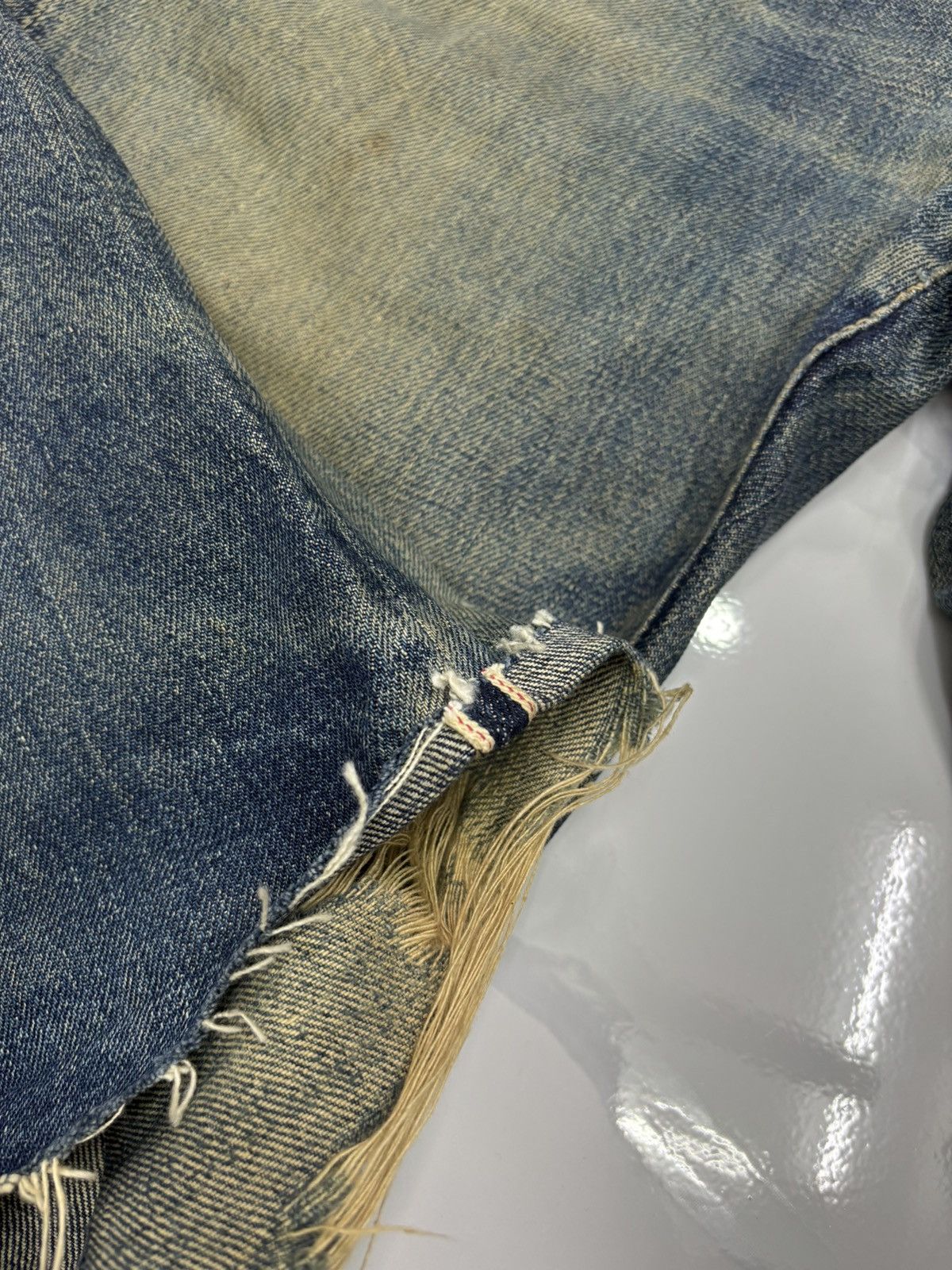 SPELLBOUND Mud Wash Selvedge Thrashed Distressed Denim Short