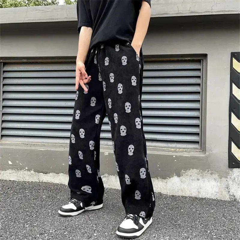Japanese Brand Gothic Skull Full Baggy Pants drawstring Corduroy Hip hop Size US 32 / EU 48 - 2 Thumbnail