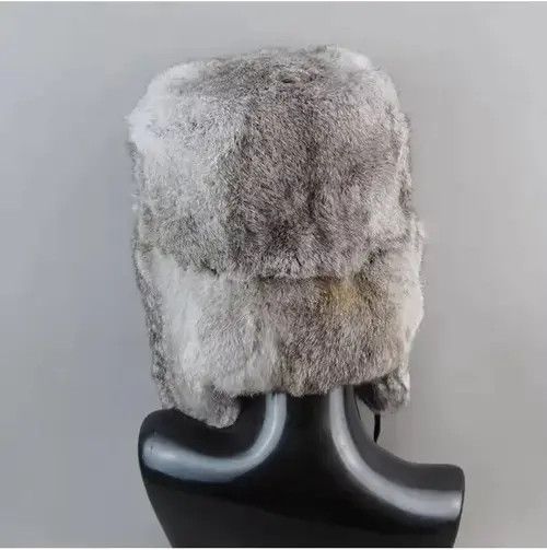 Other Size XL Warm Natural Rabbit Fur Bomber Hat With Earflaps Size ONE SIZE - 3 Thumbnail