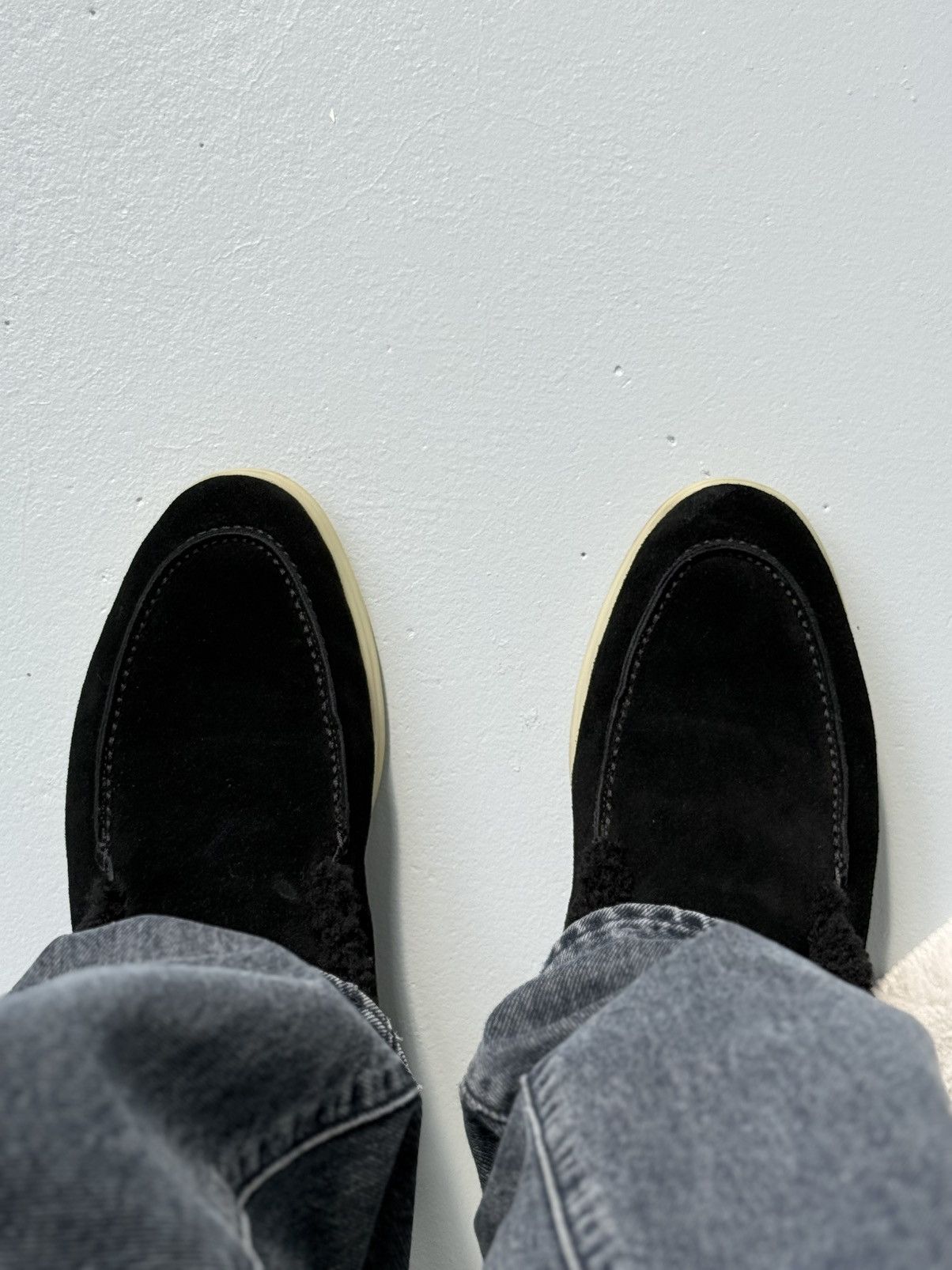 Loro Piana Loro Piana Open Walk Suede Shearling Loafers Black Size US 10 / EU 43 - 20 Thumbnail