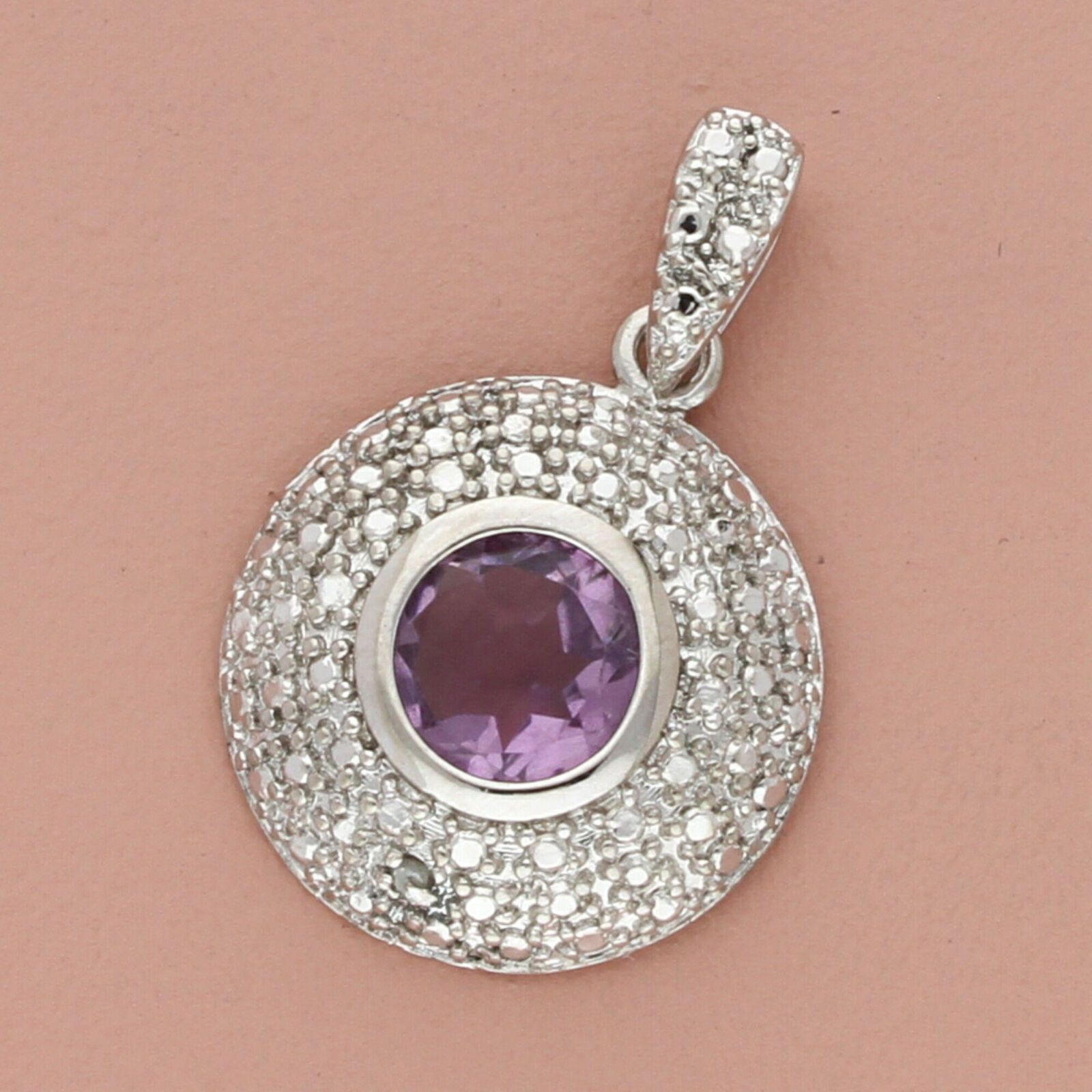 AEZ# Natural sale Polished Amethyst & Silver Necklace