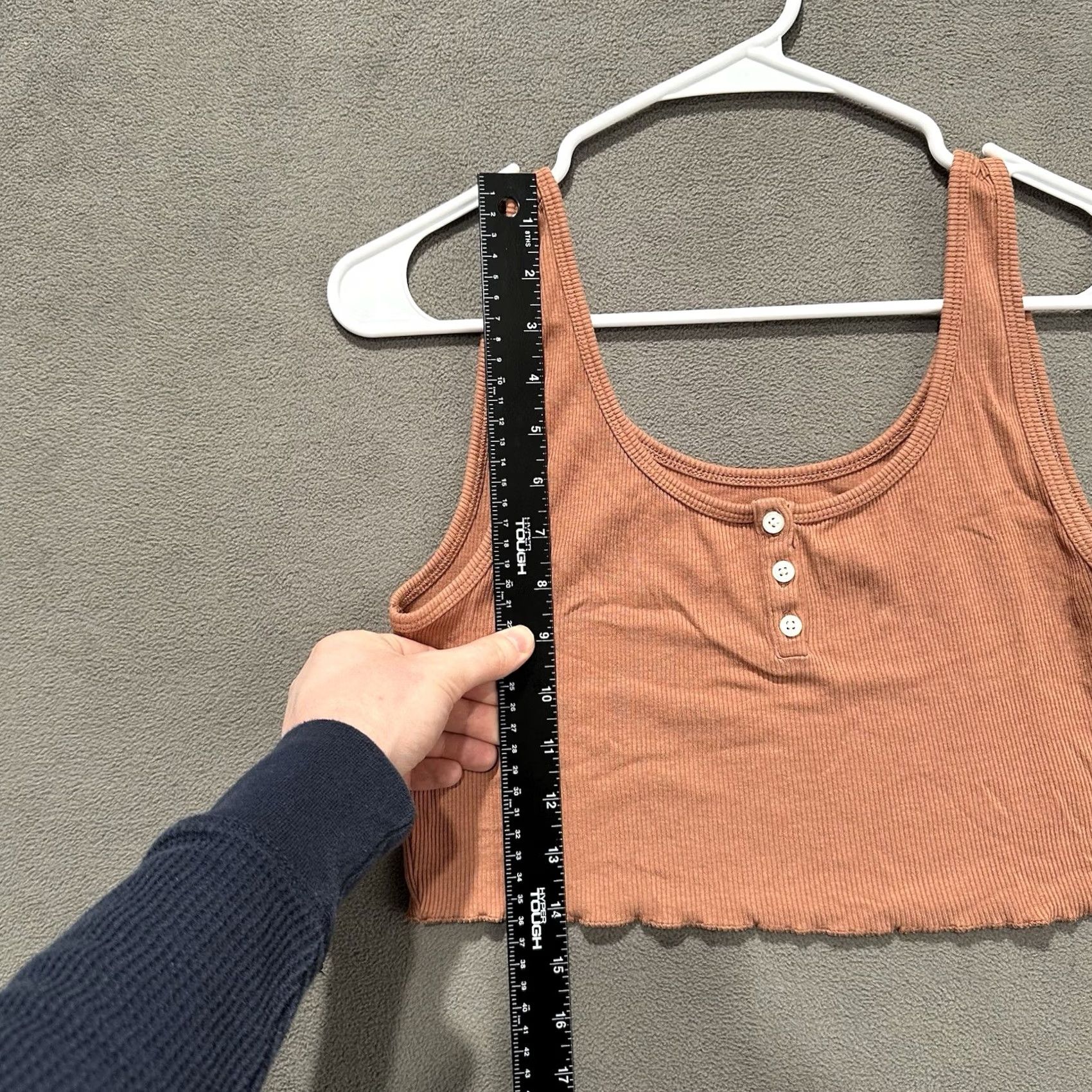 American Eagle Outfitters American Eagle Tank Top Womens M Orange Ribbed Henley Cropped Scoop Sleeveless Size M / US 6-8 / IT 42-44 - 6 Thumbnail
