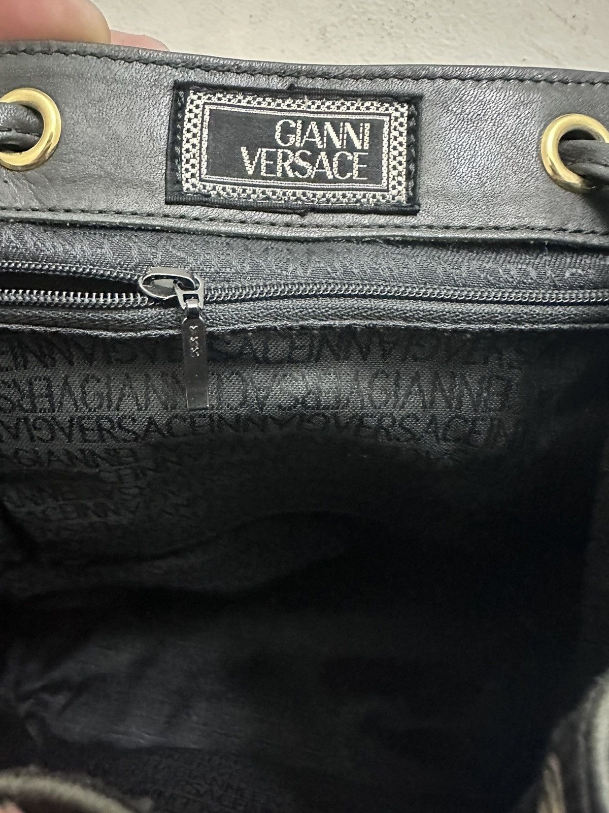 Genuine Leather × Versace Gianni Versace Medusa Logo Leather Backpack Size ONE SIZE - 9 Thumbnail