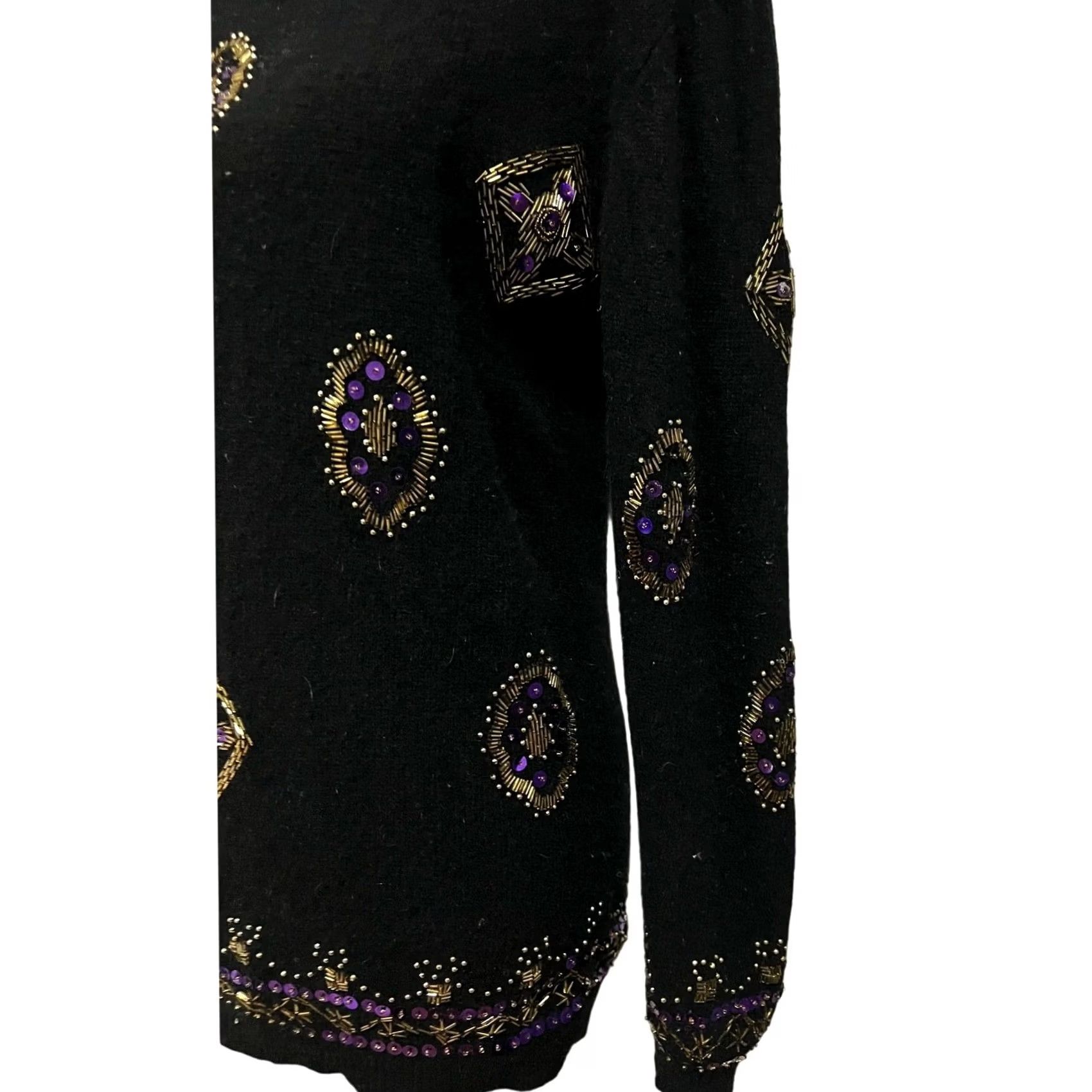 Vintage Effeci Sweater Women Black Beaded Angora Lambswool 80s 90s Sz S Pullover Vintage Womens Size S / US 4 / IT 40 - 5 Thumbnail
