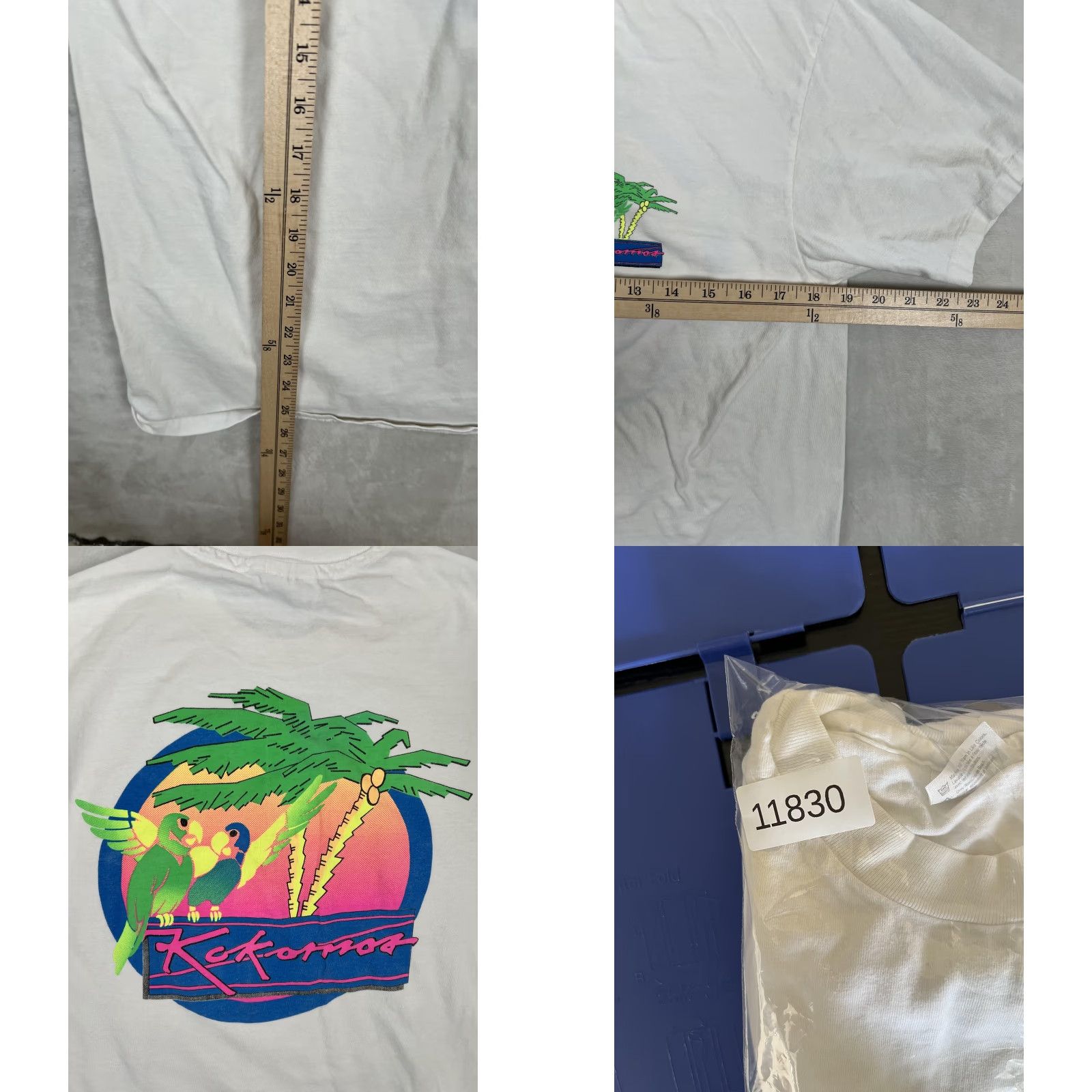 Hanes VINTAGE Kekorros Parrot Palm Trees T-Shirt Mens M/L White Tropical USA Beach Size US M / EU 48-50 / 2 - 8 Thumbnail