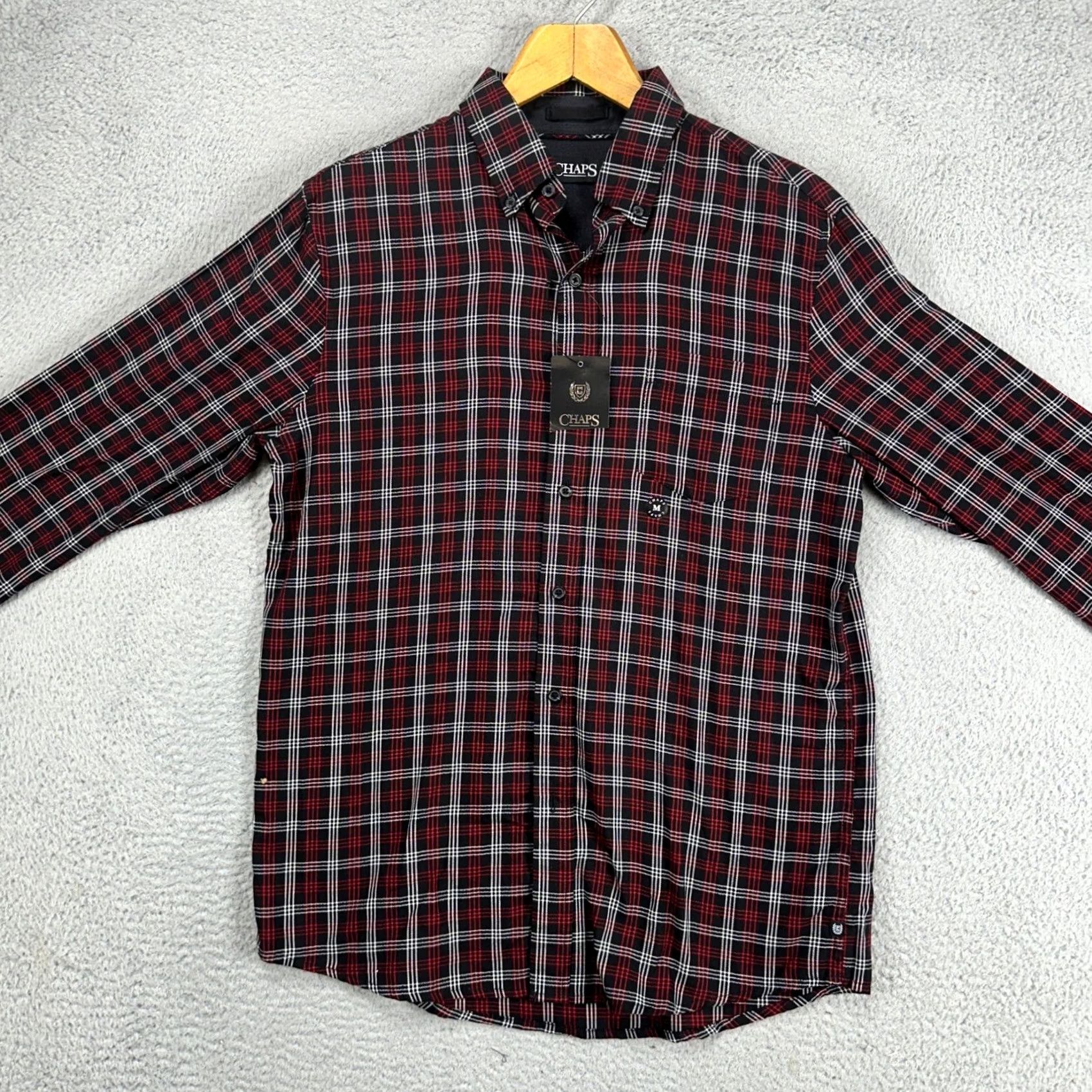 Chaps VINTAGE? No. Chaps Button Up Shirt Mens Medium Red Black Plaid Long Sleeve Pocket Casual NEW Size US M / EU 48-50 / 2 - 3 Thumbnail