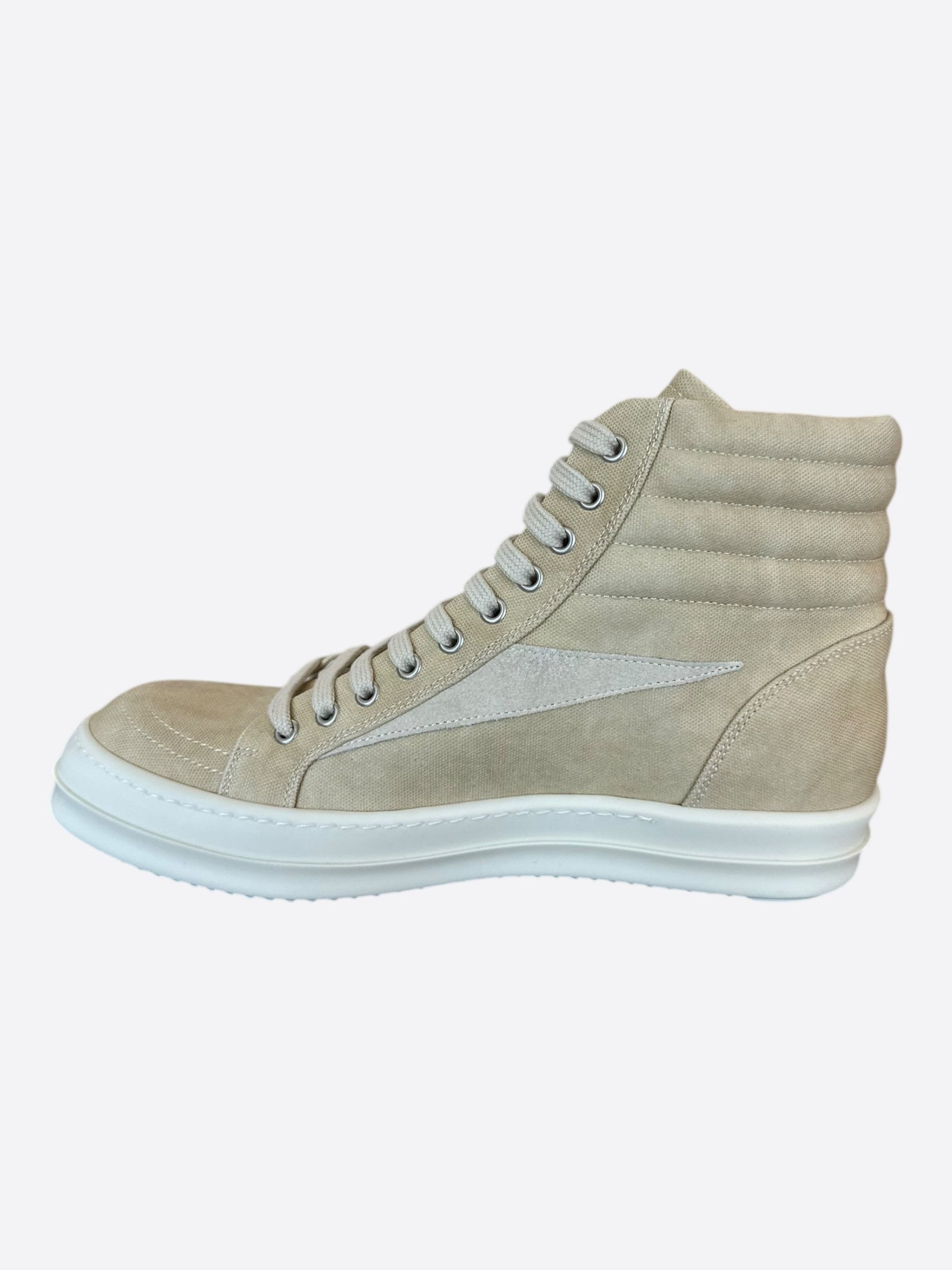 Rick Owens Rick Owens Beige & White Vintage High Top Sneakers Size US 8 / EU 41 - 6 Thumbnail