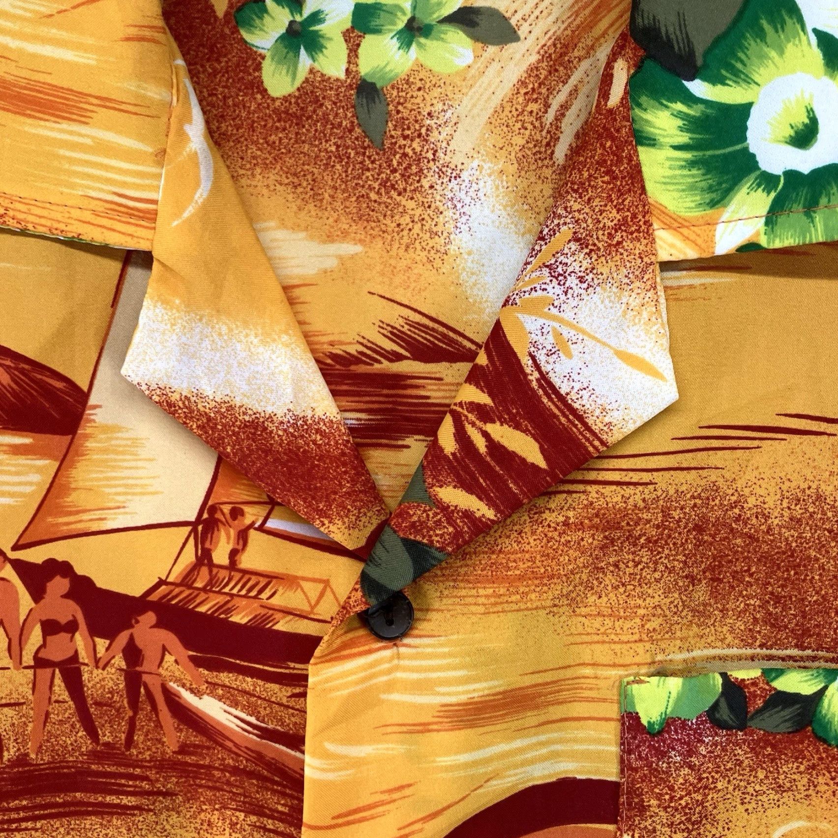 Vintage VINTAGE Maler Hawaiian Shirt Button-Up Men's Short Sleeve 43 in Chest Orange Green Hibiscus Floral Beach Retro Size US M / EU 48-50 / 2 - 6 Thumbnail