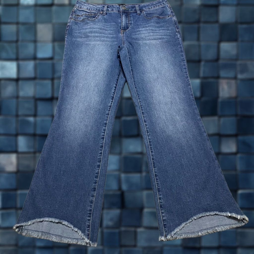 Vintage 1822 Denim Womens Jeans Blue Medium Wash Bootcut High Rise Raw Hem sz 10 Size 32" / US 10 / IT 46 - 1 Thumbnail