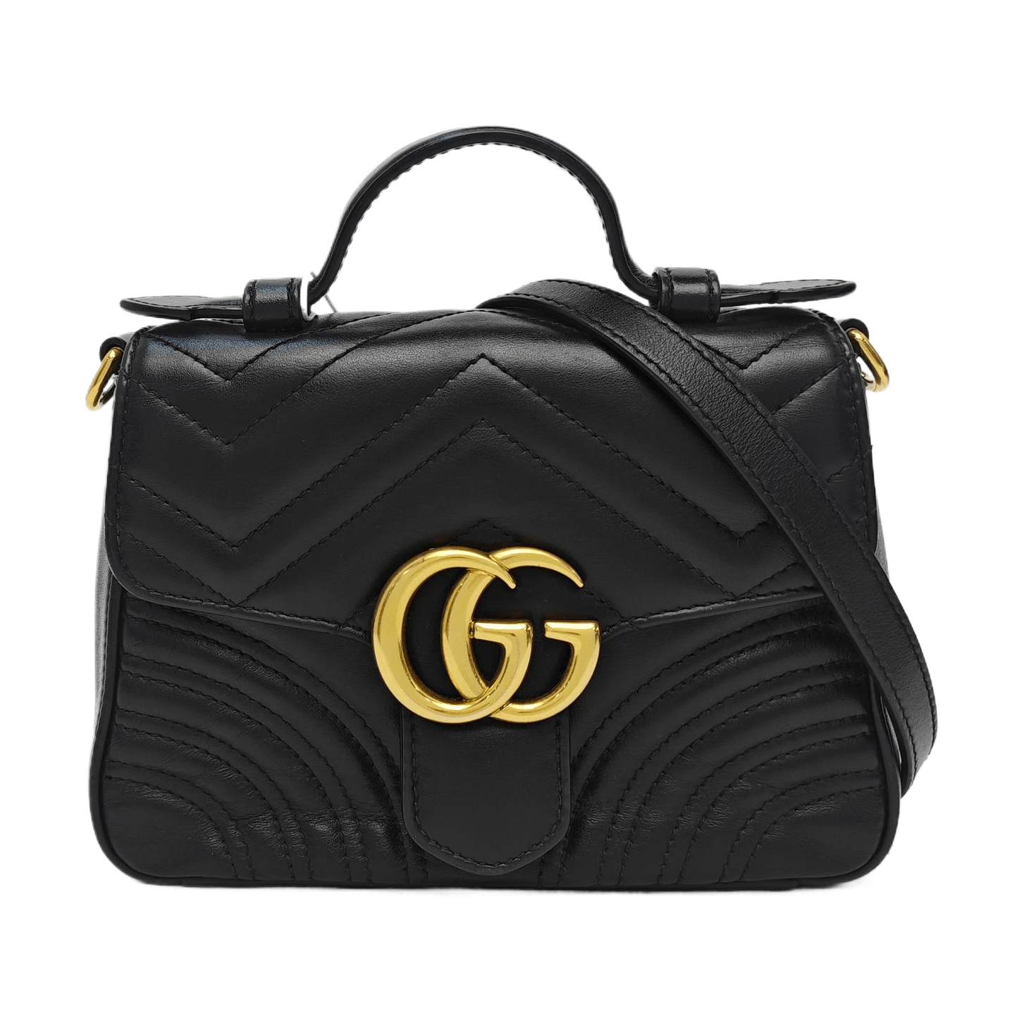 Gucci Gucci GG Marmont Black Leather Quilted Handle Bag Size ONE SIZE - 1 Thumbnail