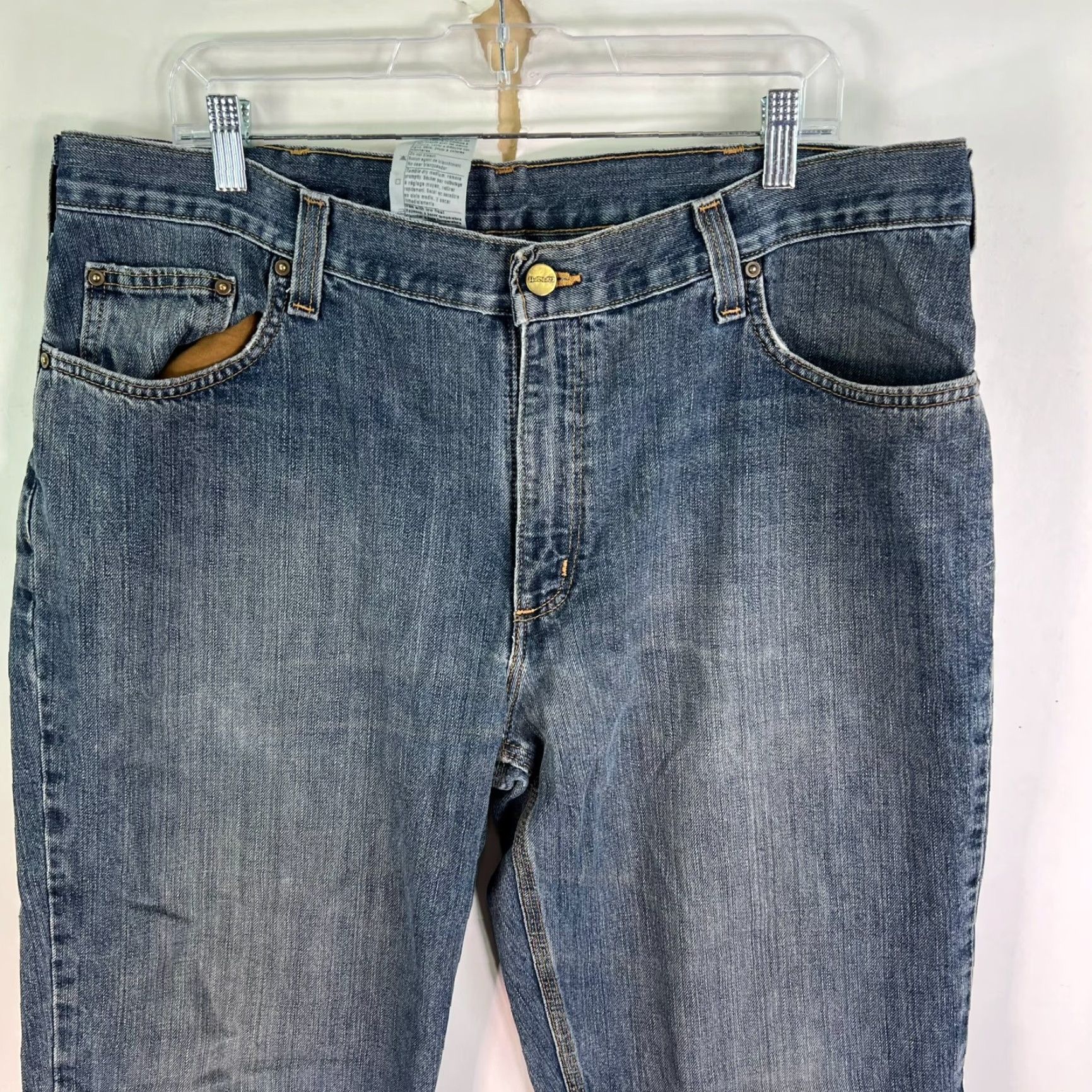 Carhartt Carhartt Jeans Relaxed Fit Straight Denim Blue 38 Mens 30 Inseam Distressed 5-Pocket Logo Button Zipper Medium Wash Regular Size Type Jeans Size US 38 / EU 54 - 2 Thumbnail