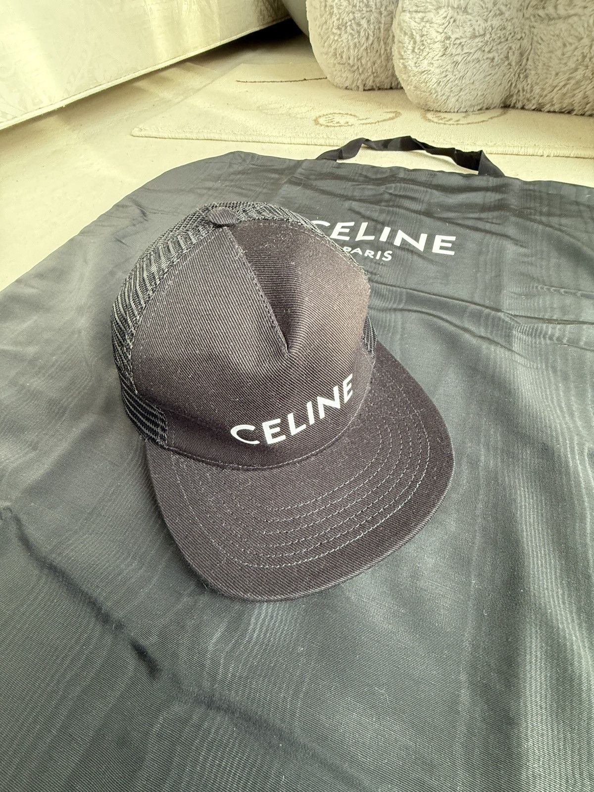 Celine SS21 Celine snapback trucker logo black cap hat Hedi Slimane Size ONE SIZE - 2 Thumbnail