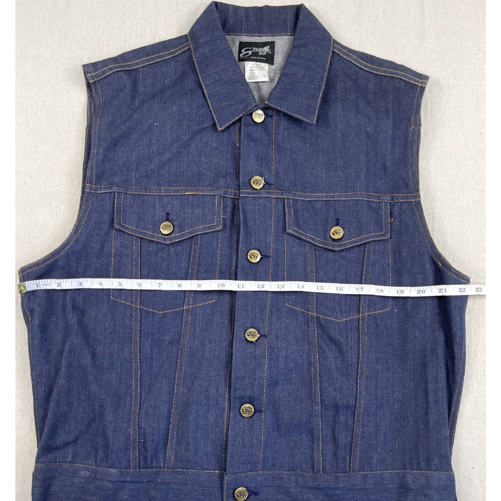 Vintage VINTAGE Studio 33 Denim Vest Hip Hop Cowboy Trucker Casual Blue L 70s Unisex Adults Size US 33 - 4 Thumbnail