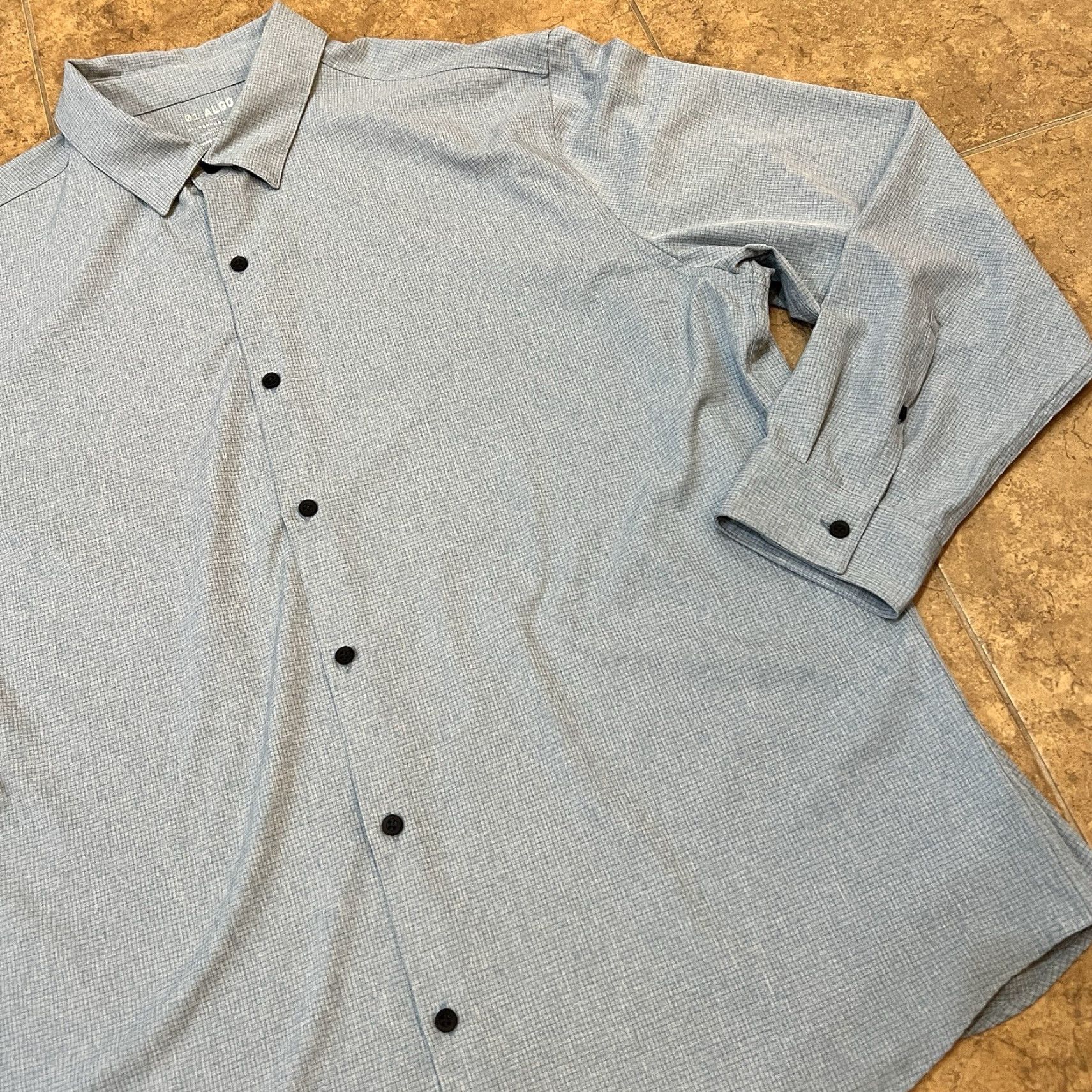 Vintage 01. Algo Mens 2XL Blue Performance UPF 40+ Long Sleeve Wicking Full Button Shirt Size US XXL / EU 58 / 5 - 3 Thumbnail