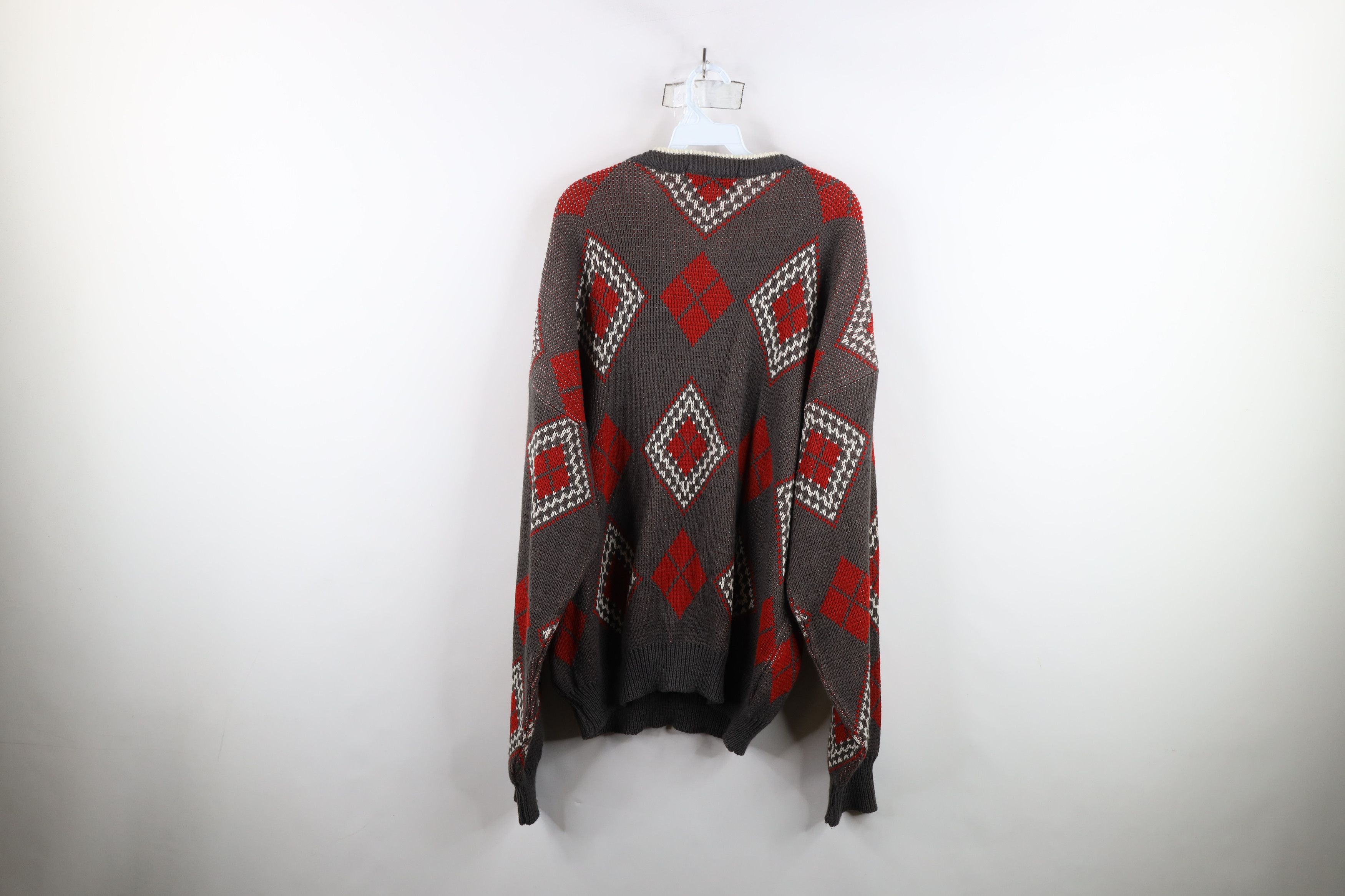 Vintage Vintage 90s Streetwear Diamond Chunky Ribbed Knit Sweater Size US XL / EU 56 / 4 - 8 Thumbnail