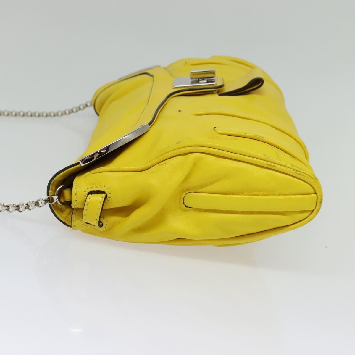 Celine CELINE Chain Shoulder Bag Leather Yellow Silver Size ONE SIZE - 4 Thumbnail