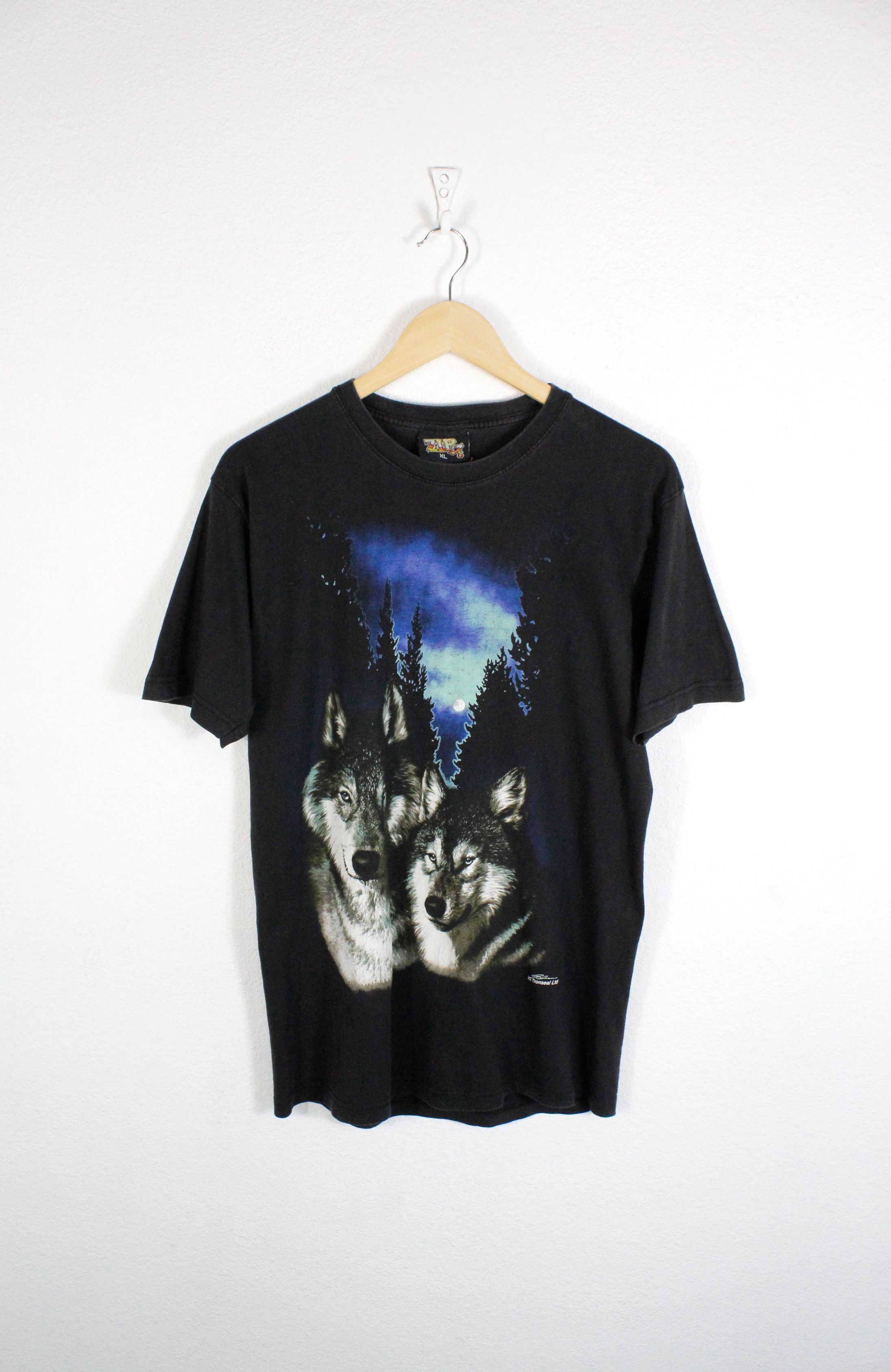 LONE WOLF Vintage Nature Wolfs 3D Graphic Print Tee T-shirt 90s Size US M / EU 48-50 / 2 - 1 Thumbnail