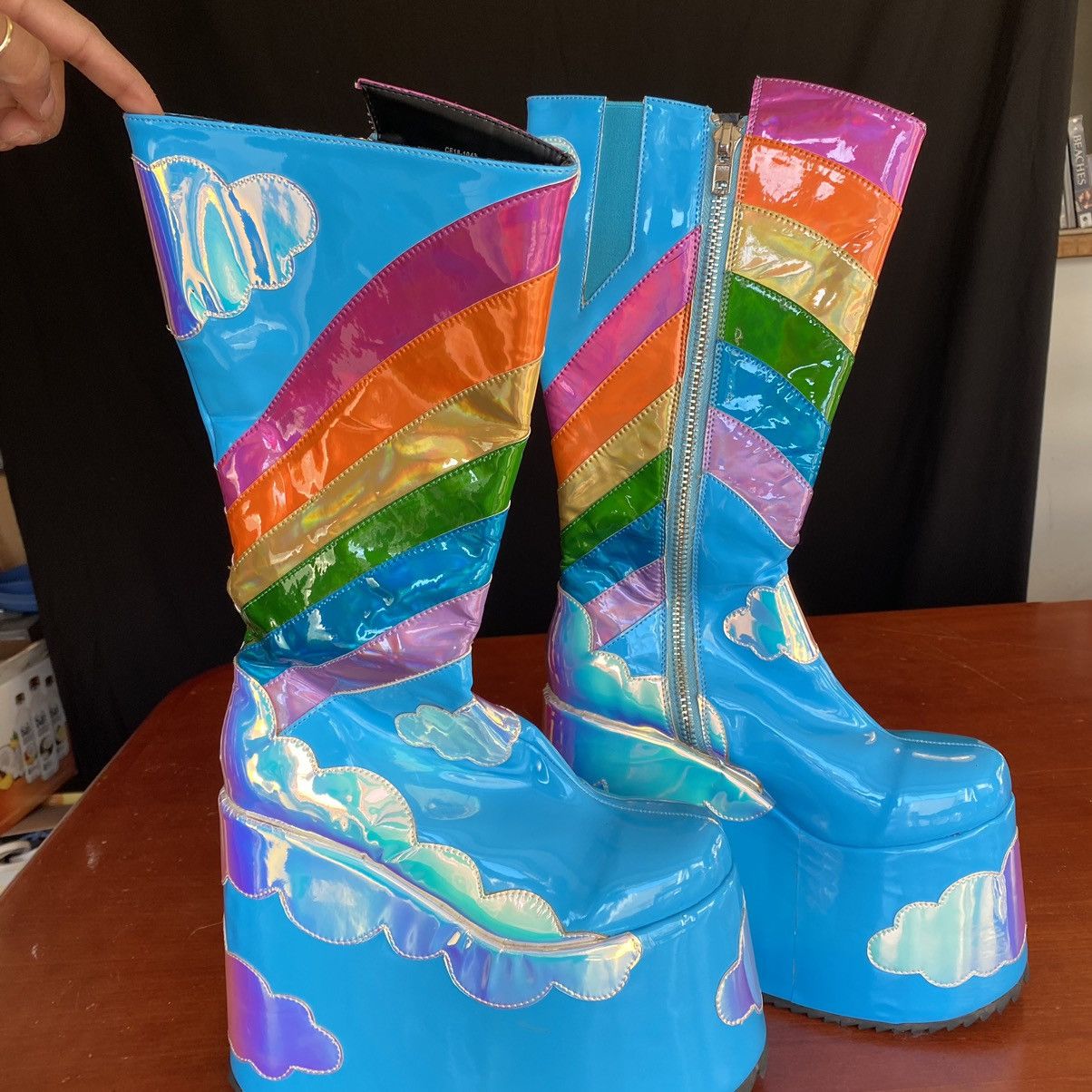 Deadstock × Dolls Kill × Rare Dolls Kill / Club EXX Size 9 Rainbow Cloud  Platform Boots | Grailed