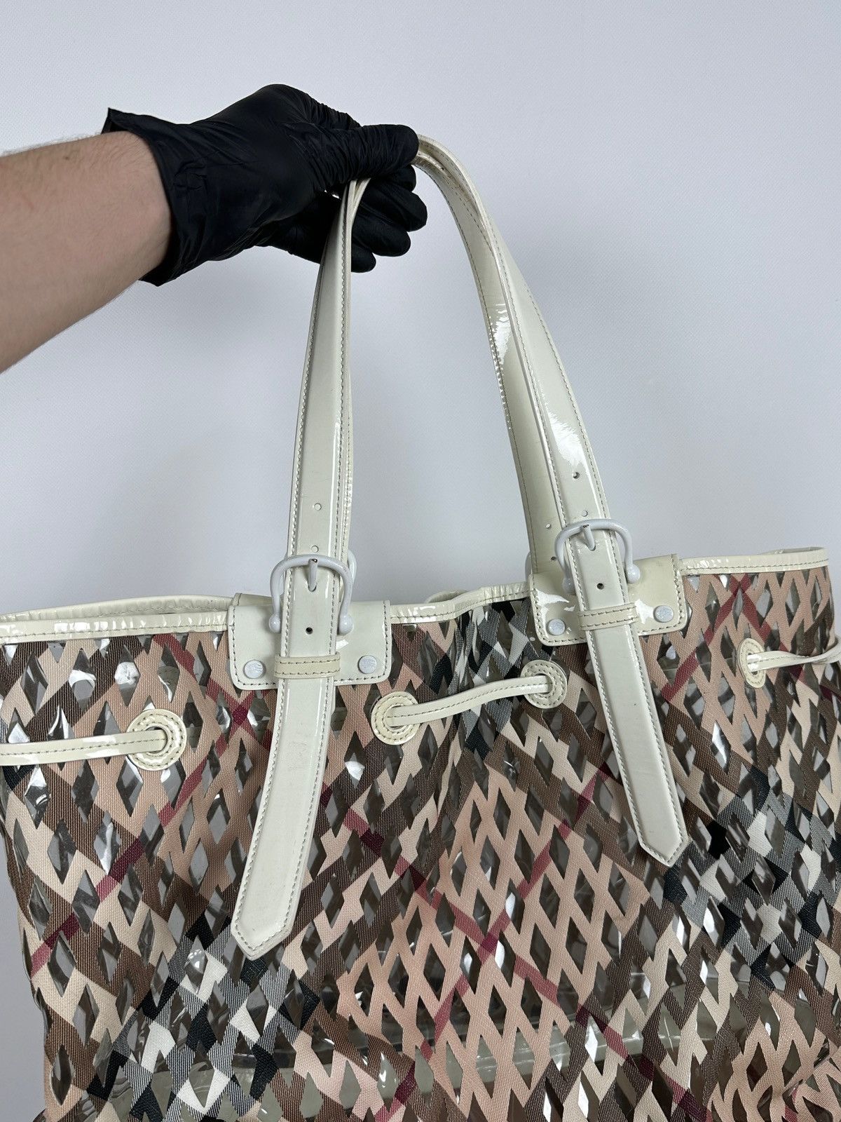 Burberry Vintage Burberry Supernova Check Net Bucket PVC Shoulder Bag Size ONE SIZE - 13 Thumbnail