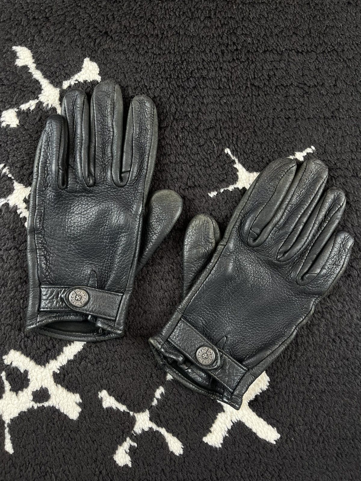 Chrome Hearts Chrome Hearts Silver Horseshoe Leather Gloves Black Size ONE SIZE - 3 Thumbnail