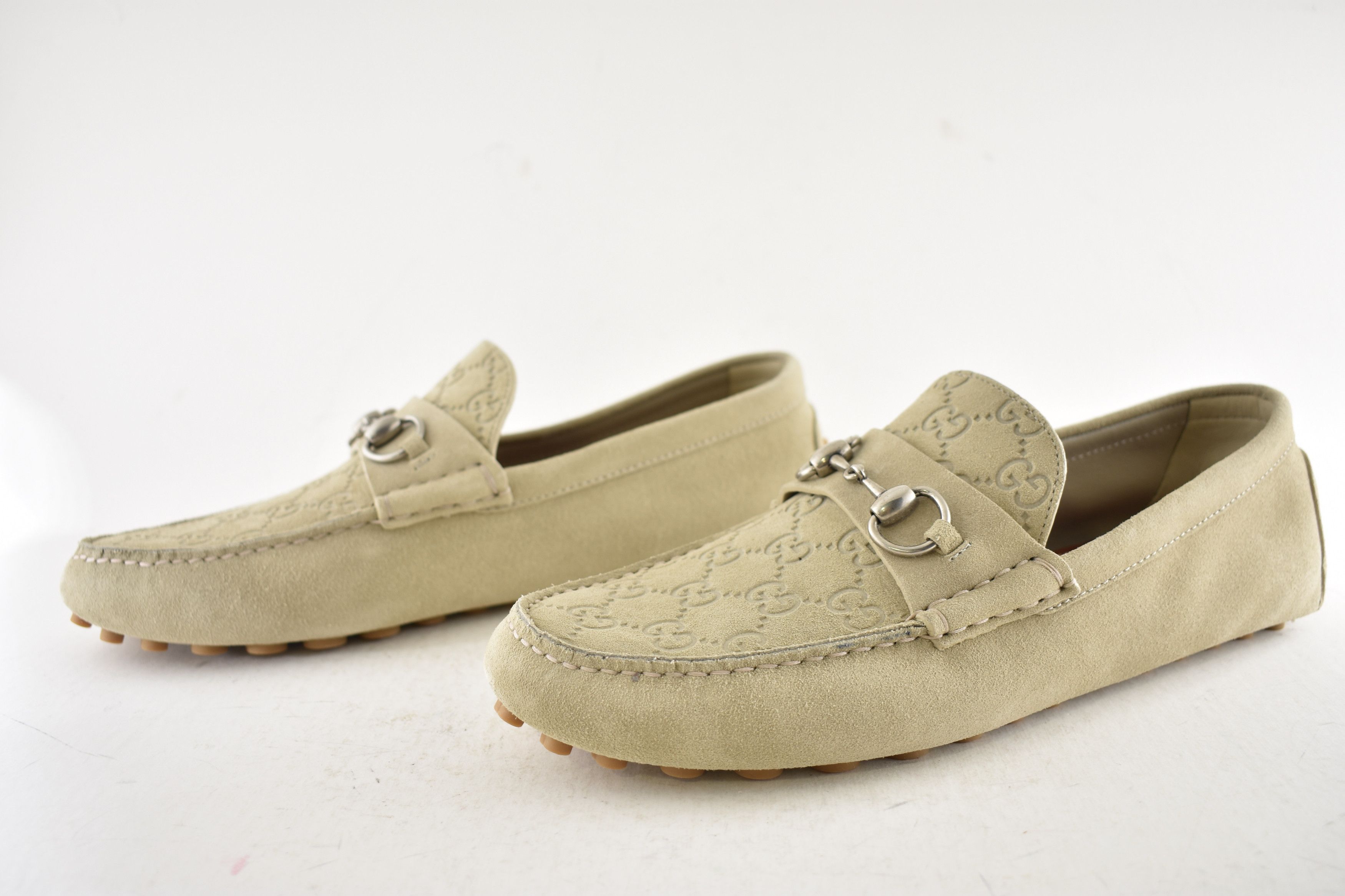 Gucci Gucci Oatmeal Suede Logo Horsebit Driver Loafer G 11 US 12 Size US 12 / EU 45 - 17 Thumbnail