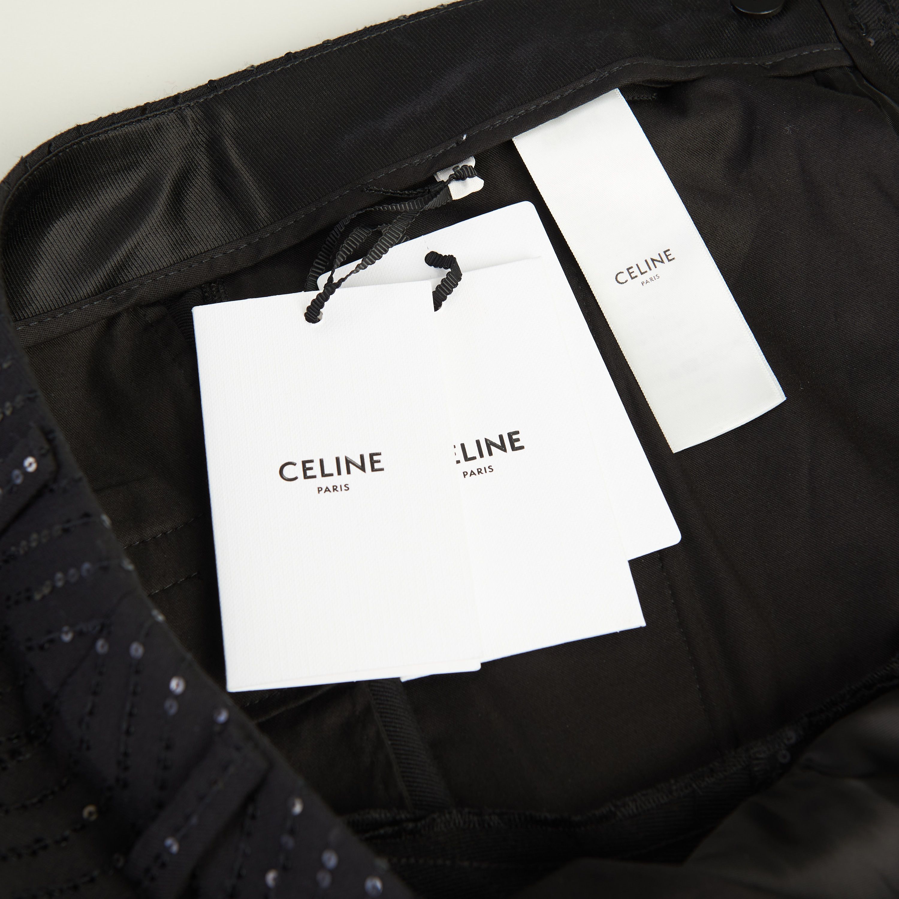 Celine Classic Pants In Sequin Embroidered Wool Gabardine Size US 34 / EU 50 - 10 Thumbnail