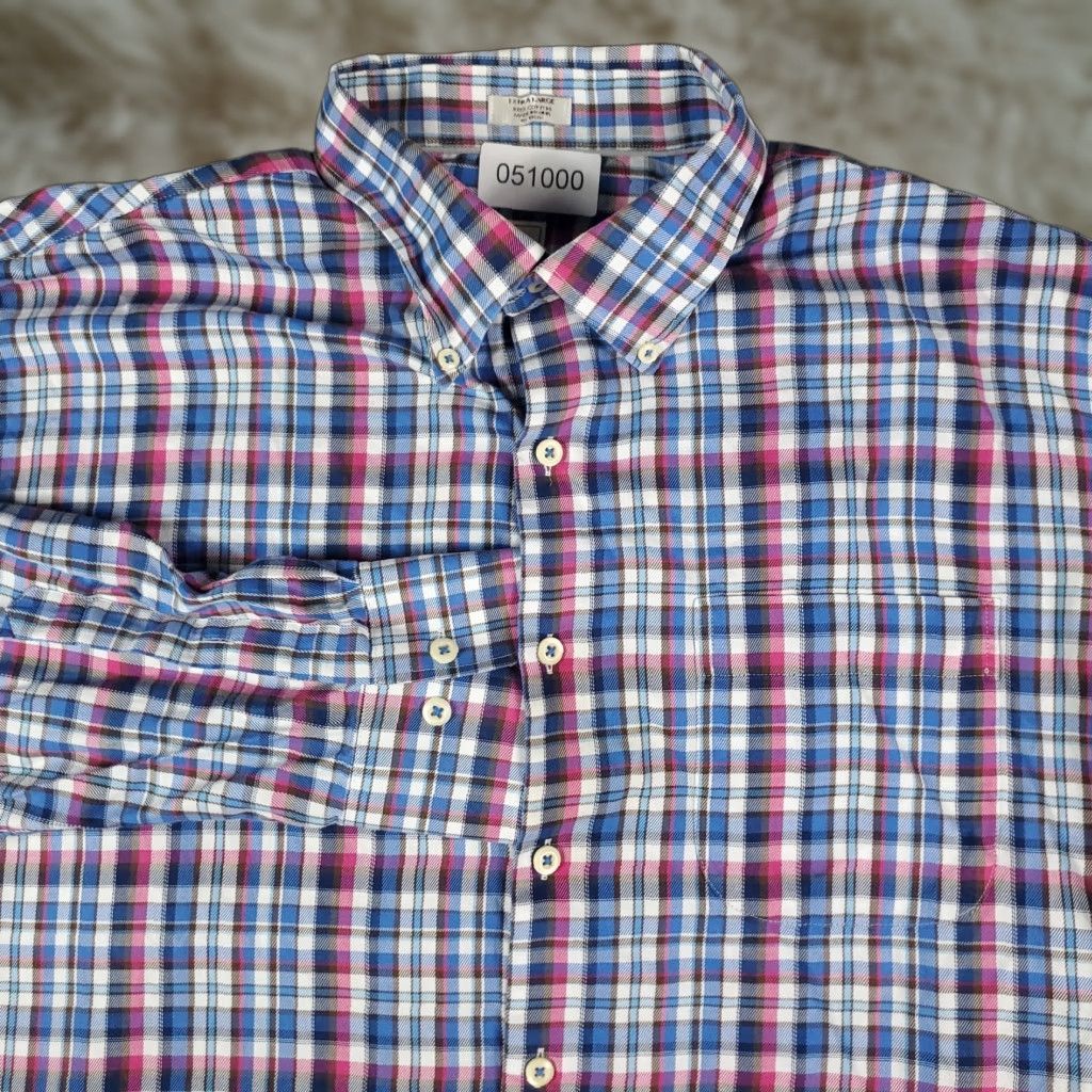 Peter Millar Peter Millar Shirt Mens XL Blue Plaid Long Sleeve Button-Up Cotton Casual Size US XL / EU 56 / 4 - 1 Thumbnail
