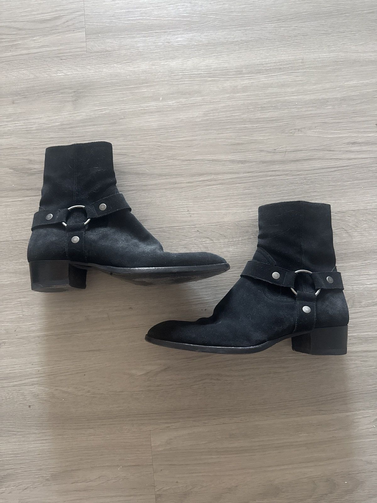 Saint Laurent Paris Saint Laurent Black Harness Sued Boots Size US 8.5 / EU 41-42 - 2 Thumbnail