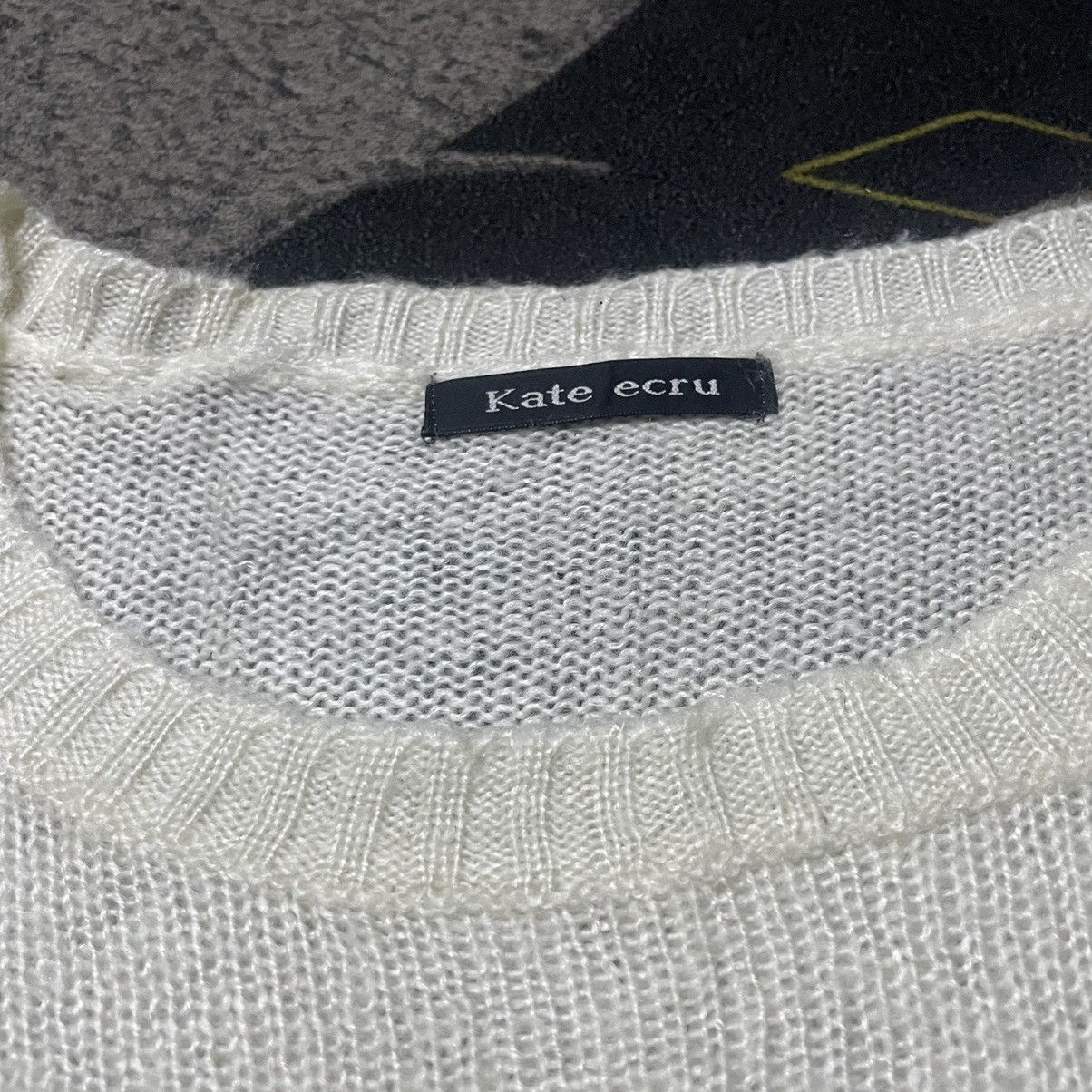 Japanese Brand × Vintage 💥Kate Ecru Stripe Knit Sweater Kurt Cobain Style Size M / US 6-8 / IT 42-44 - 2 Thumbnail