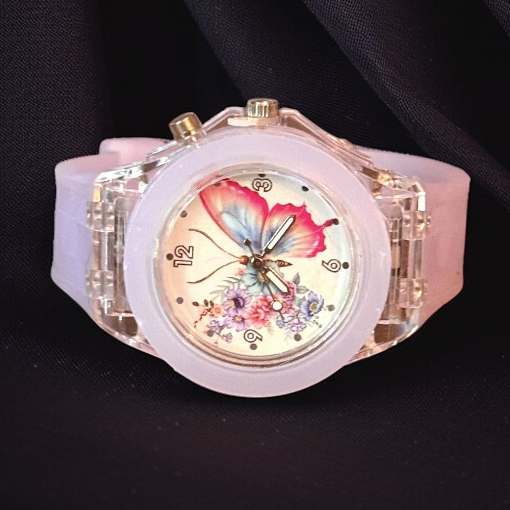 Other Light purple jelly band LED butterfly watch Size ONE SIZE - 1 Thumbnail
