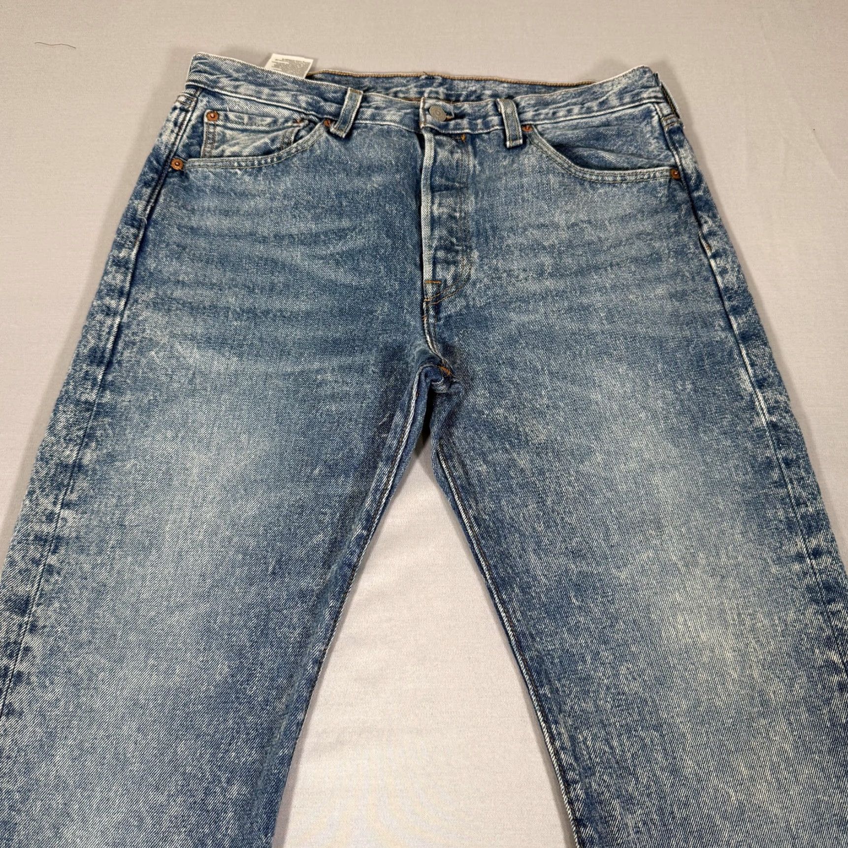 Levi's Levi's 501 Jeans Mens 33x34 Acid Wash Blue Straight Fit Denim Pants Western Work Size US 33 - 2 Thumbnail