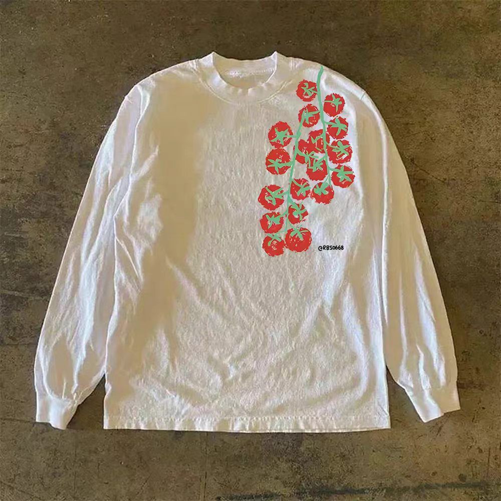 Japanese Brand White Washed Vintage Tomato Print Long-Sleeve T-Shirt Size US M / EU 48-50 / 2 - 1 Thumbnail