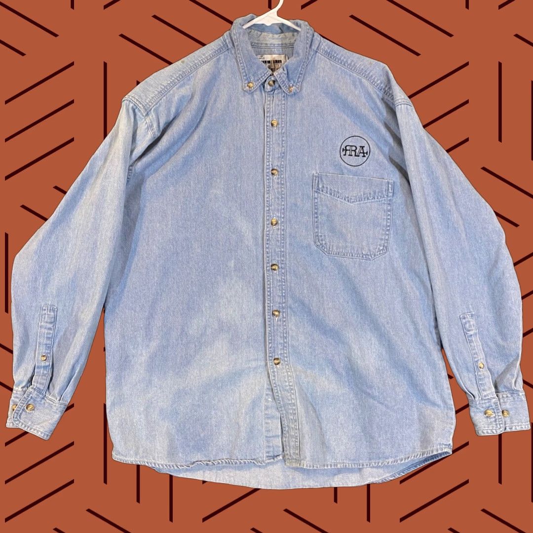 Vintage Most Wanted Earth by Humans Shirt Mens Medium Blue Button-Down Western Long Size US M / EU 48-50 / 2 - 1 Thumbnail
