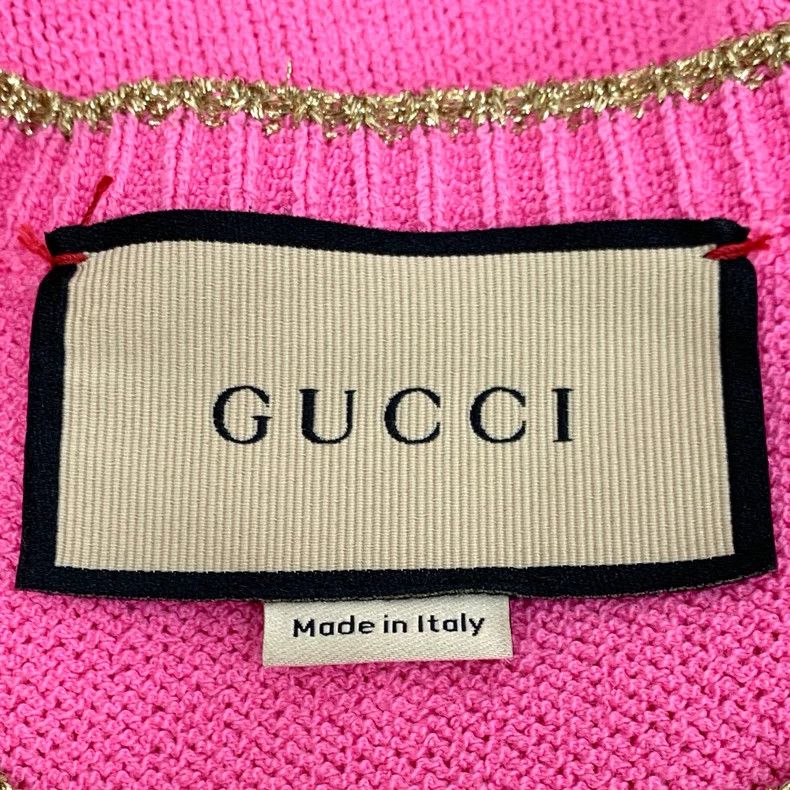 Gucci Gucci Pink bordered cotton round-neck sleeveless knitted d Size XS / US 0-2 / IT 36-38 - 7 Thumbnail