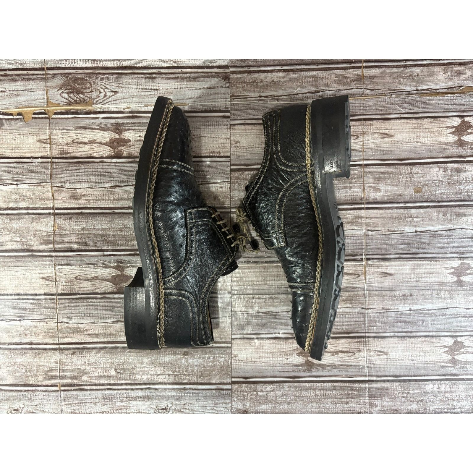 Bettanin & Venturi Bettanin & Venturi ostrich leather Oxford Dress Shoes sz 13 Size US 13 / EU 46 - 4 Thumbnail