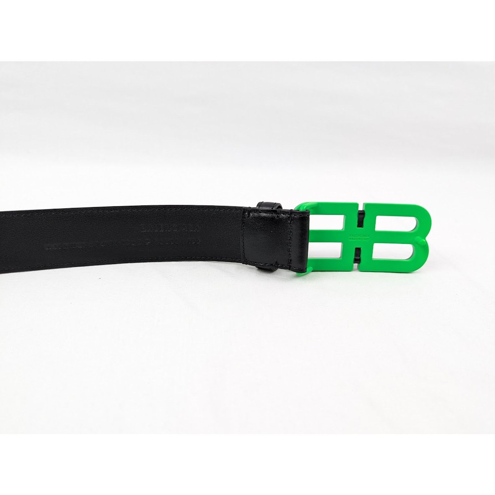 Balenciaga o1rshd1 Q:2 / Size: 85 / BB Hourglass Large Belt Black/Green Size 32 - 6 Thumbnail