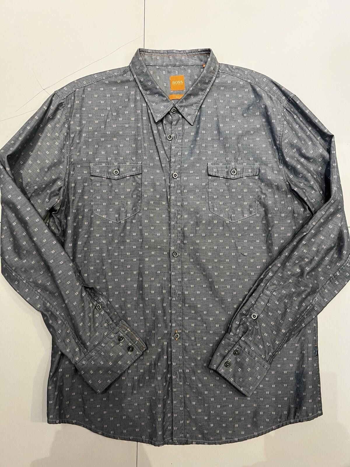 Hugo Boss Hugo Boss Button Down Shirt Detail Grey Shirt XXL Size US XXL / EU 58 / 5 - 1 Thumbnail
