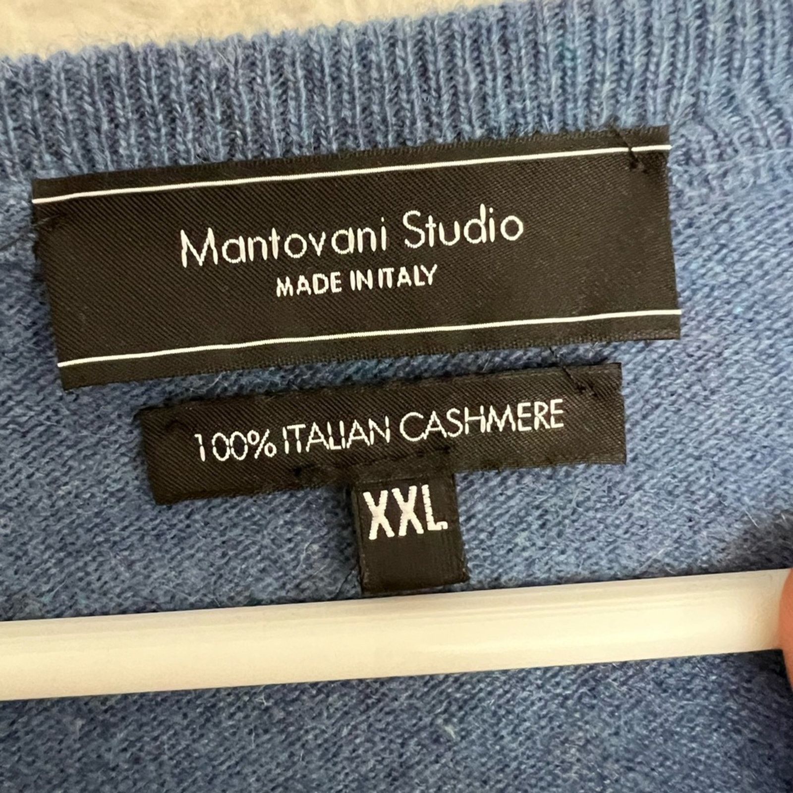 Enzo Mantovani Mantovani Studio Italian Cashmere Sweater Blue Made in Italy Size US XXL / EU 58 / 5 - 5 Thumbnail